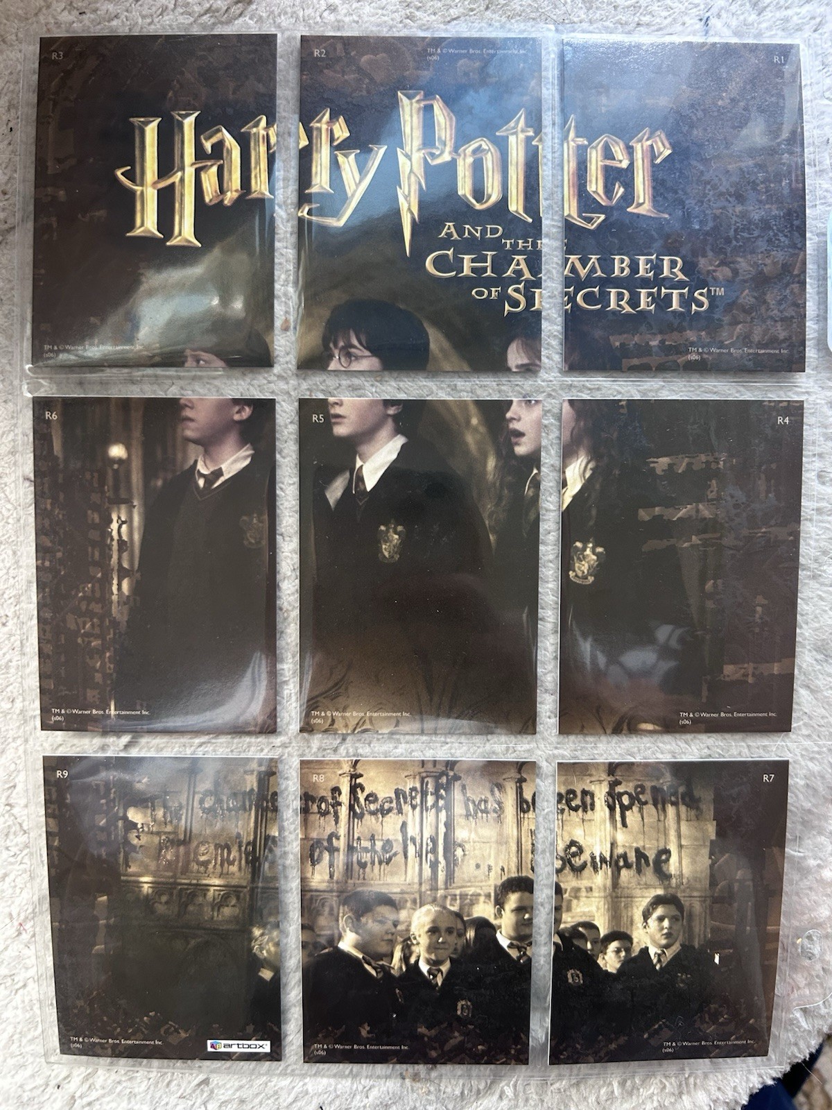 Harry Potter and The Chamber of Secrets Artbox Chasing Cards: R1-R9. Complete