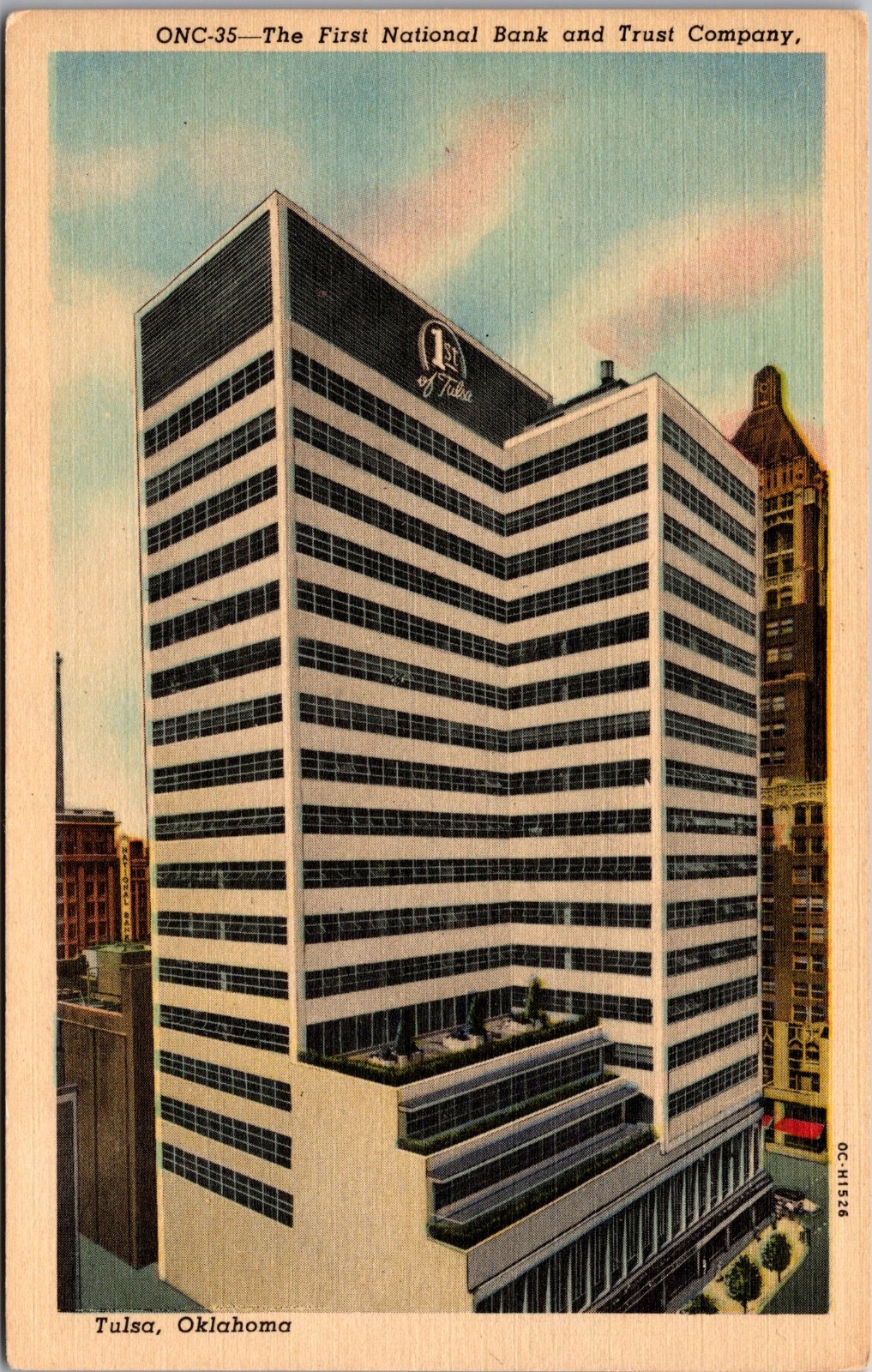 First National Bank Trust Co  Tulsa Oklahoma OK Unp Linen Postcard