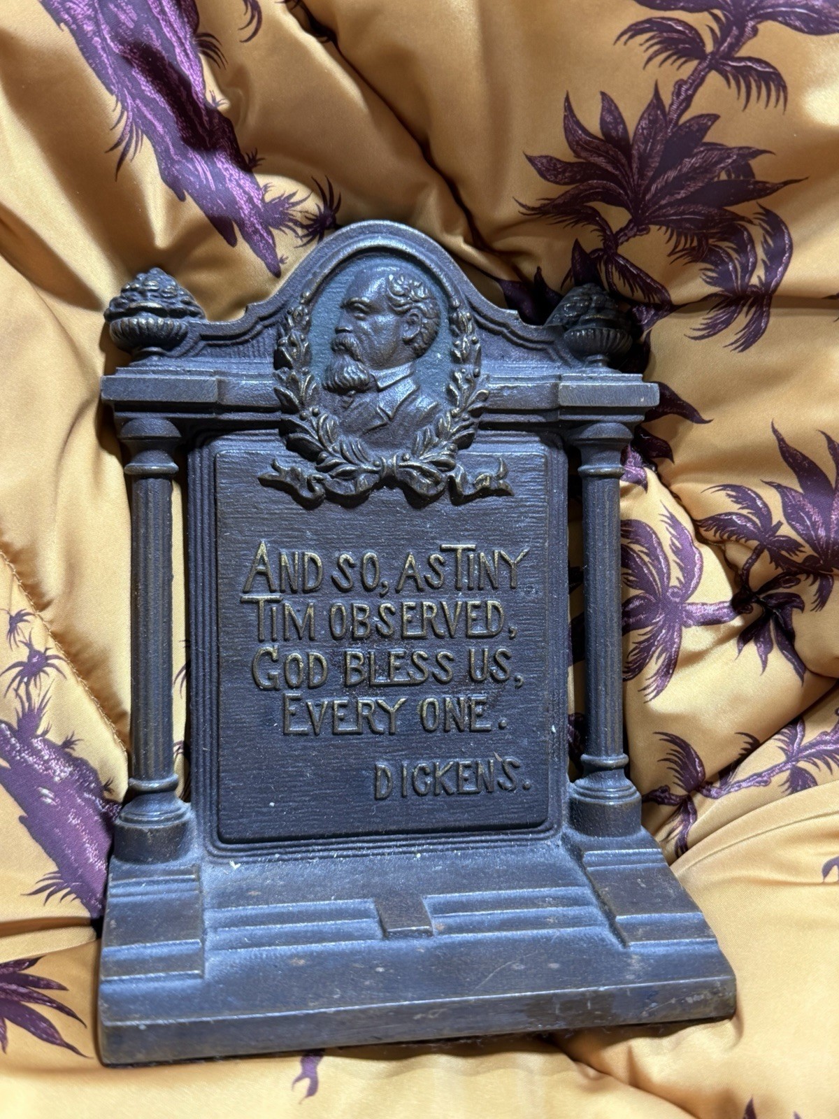 Antique Cast Iron Bronze Bradly & Hubbard Bookend Dickens Christmas Carol Antique Cast Iron Bronze Bradly & Hubbard Bookend Dickens Christmas Carol