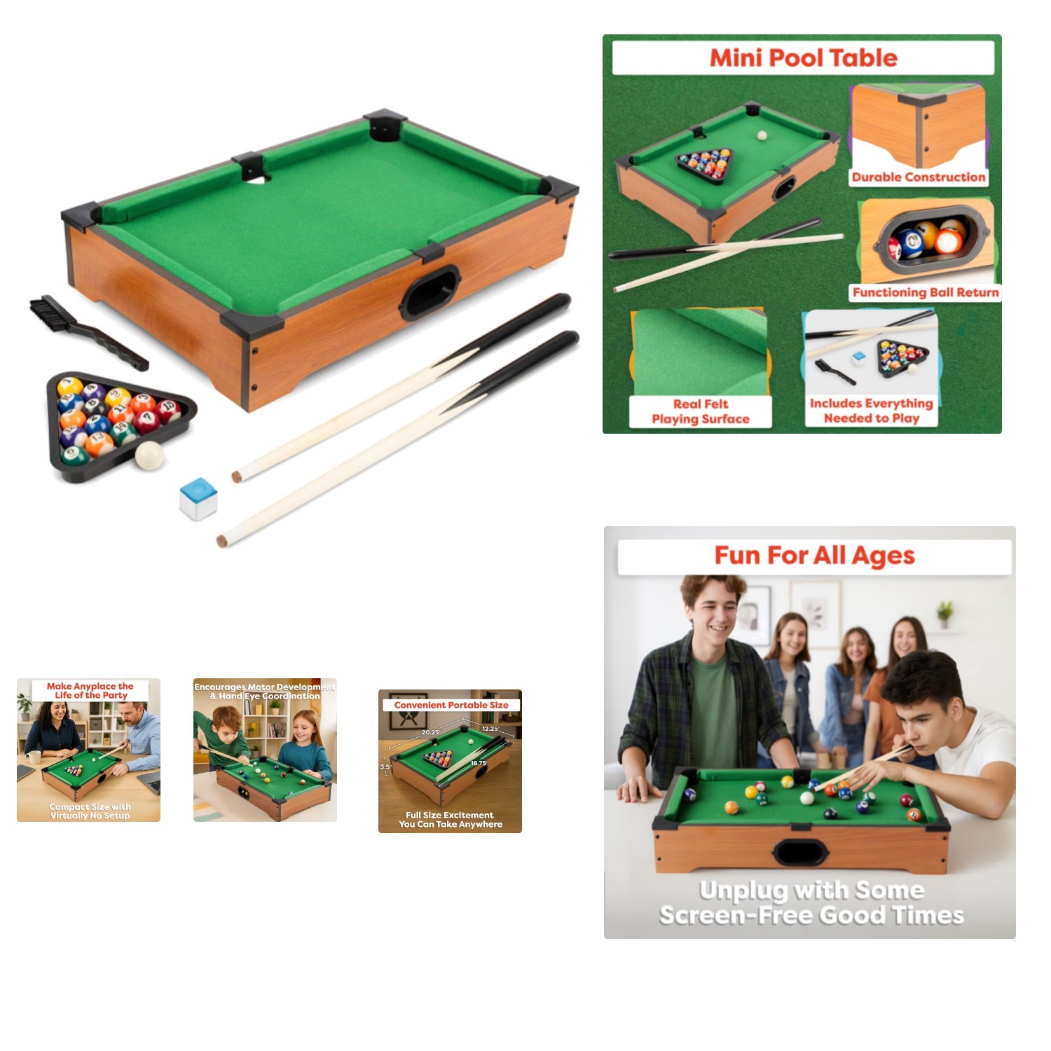 Compact 20-Inch Mini Billiard Table – Perfect for Game Nights & Parties
