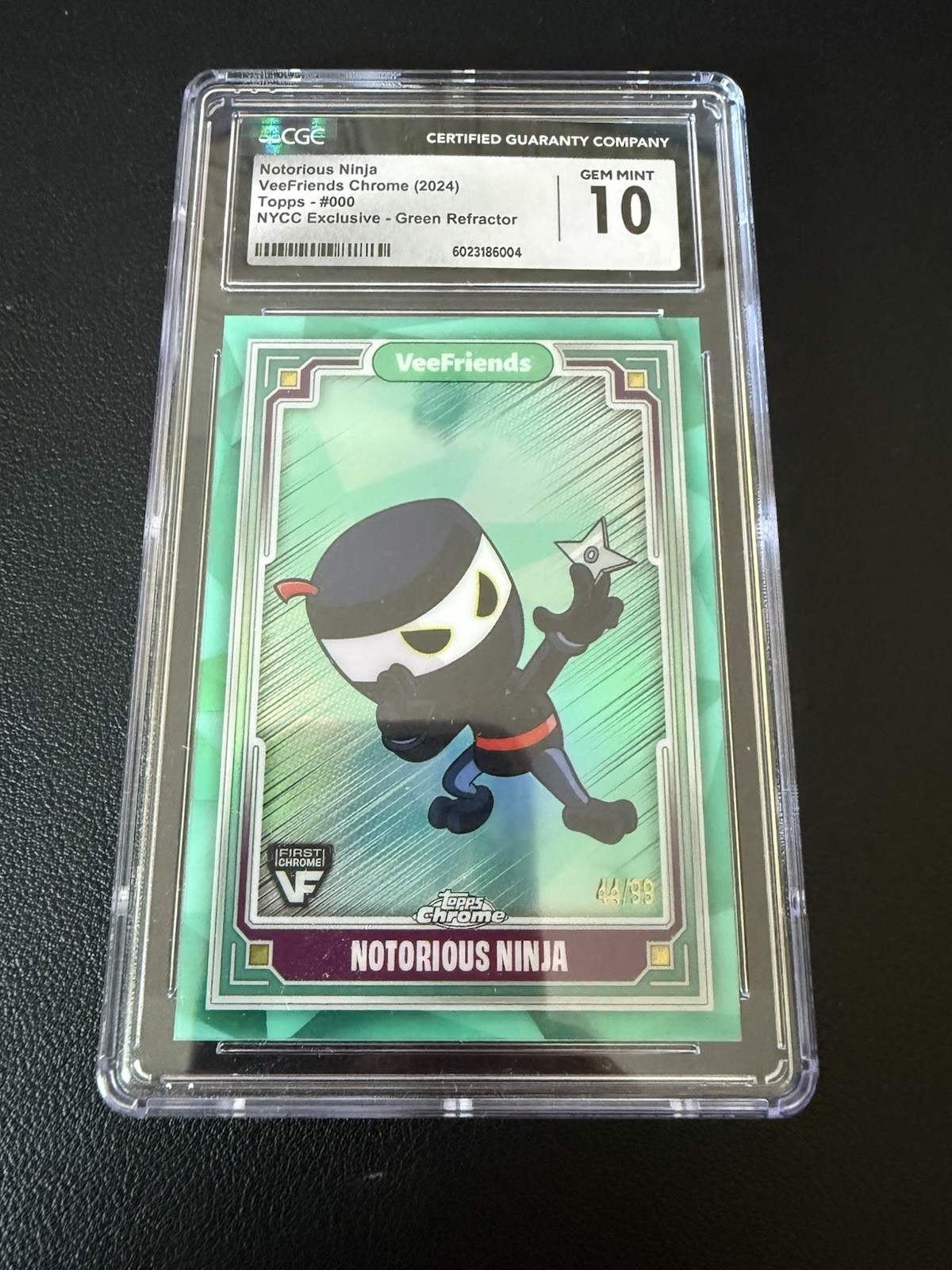2024 VeeFriends Topps Chrome Notorious Ninja Green Refractor 44/99 CGC 10 GM