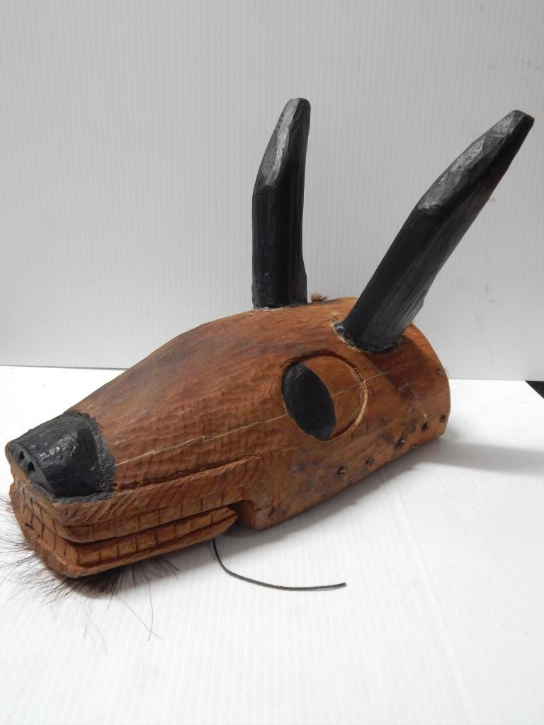 ANTIQUE c1890-1920s NW COAST ALASKA  INDIAN  ARTICULATED DEER MASK - XLNT