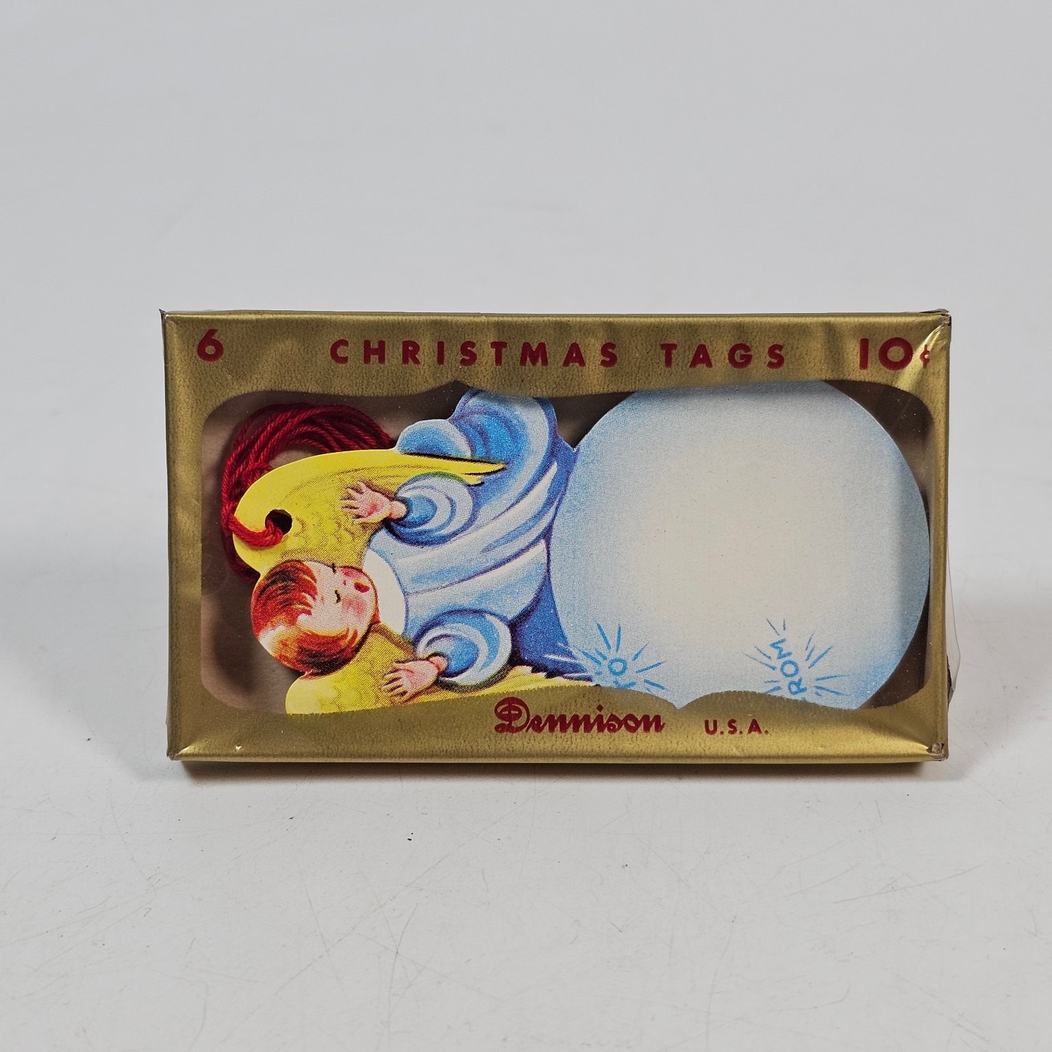 Vintage Dennison Christmas Gift Tags Angel Snowball Original Box New Old Stock