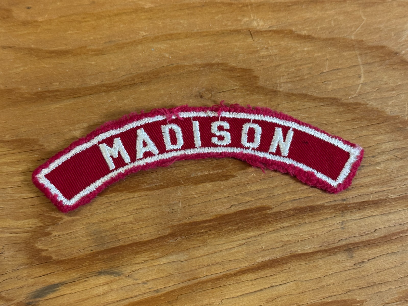 Vintage MADISON Wisconsin Red & White Community Strip PATCH RWS BSA Badge Vintage MADISON Wisconsin Red & White Community Strip PATCH RWS BSA Badge