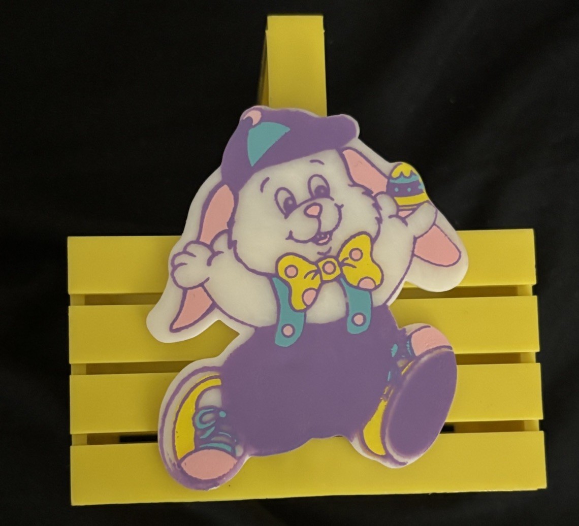 Vintage Tiny Plastic Easter Basket 3x2x1.5” With Bunny Vintage Tiny Plastic Easter Basket 3x2x1.5” With Bunny
