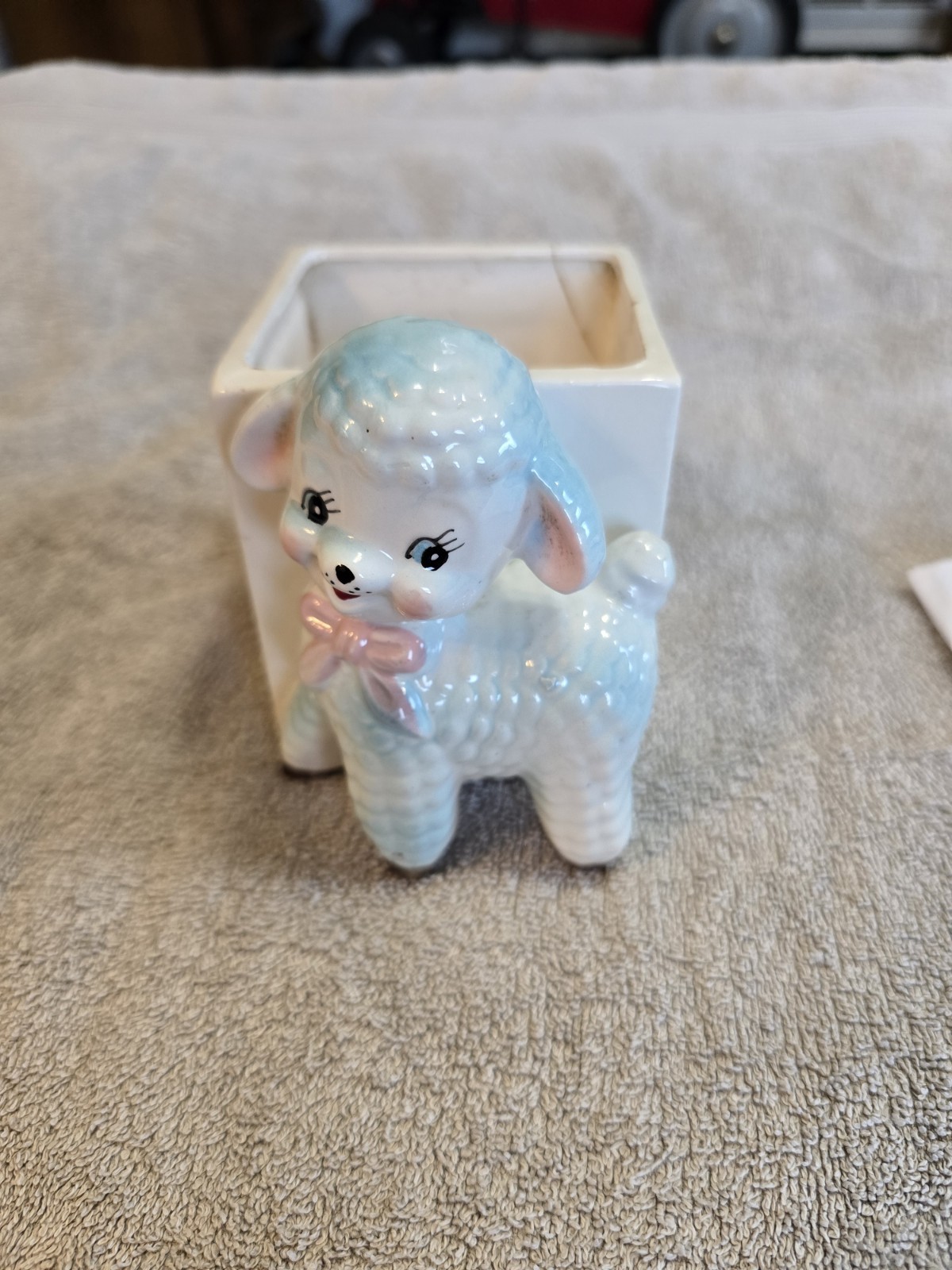 Vintage Mid-Century Ceramic Baby Lamb Planter, Inarco Japan