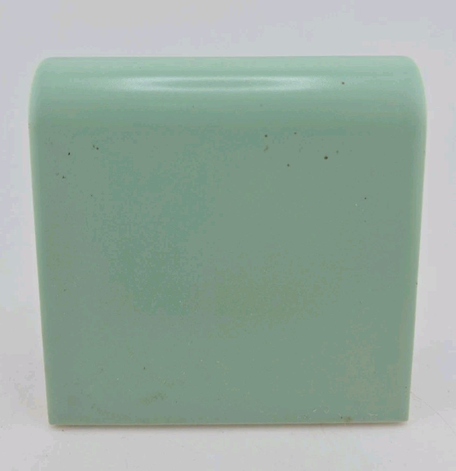  Vtg American Olean Ceramic Tile: Leaf Green Bullnose 4.25