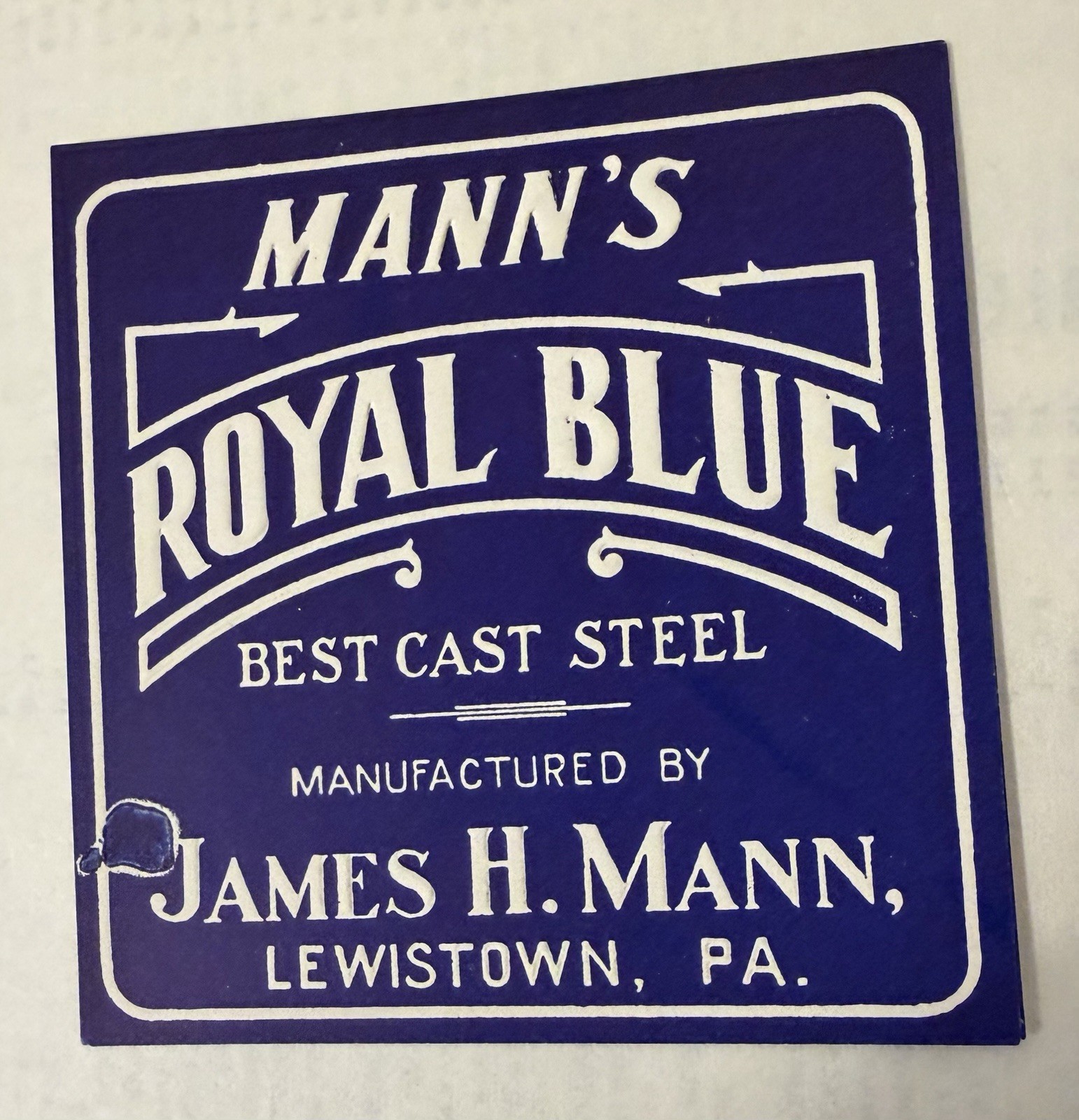 Man’s Royal Blue Axe Label NOS Original Embossed