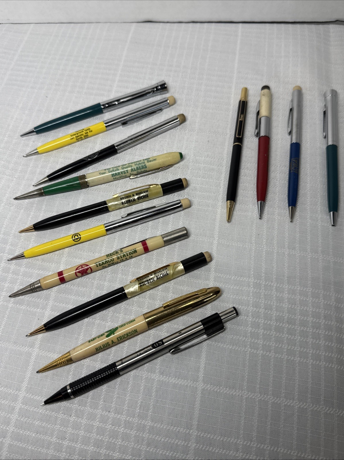 14 Vintage Advertising Mechanical Pencils Bell System CWA Texaco Corn Farmers +