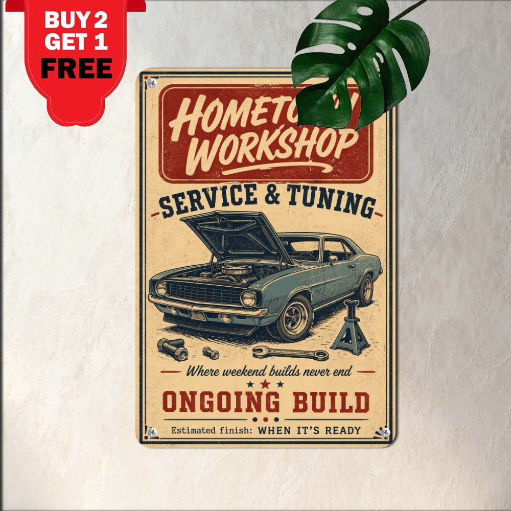 vintage garage poster style classic project illustration bold
