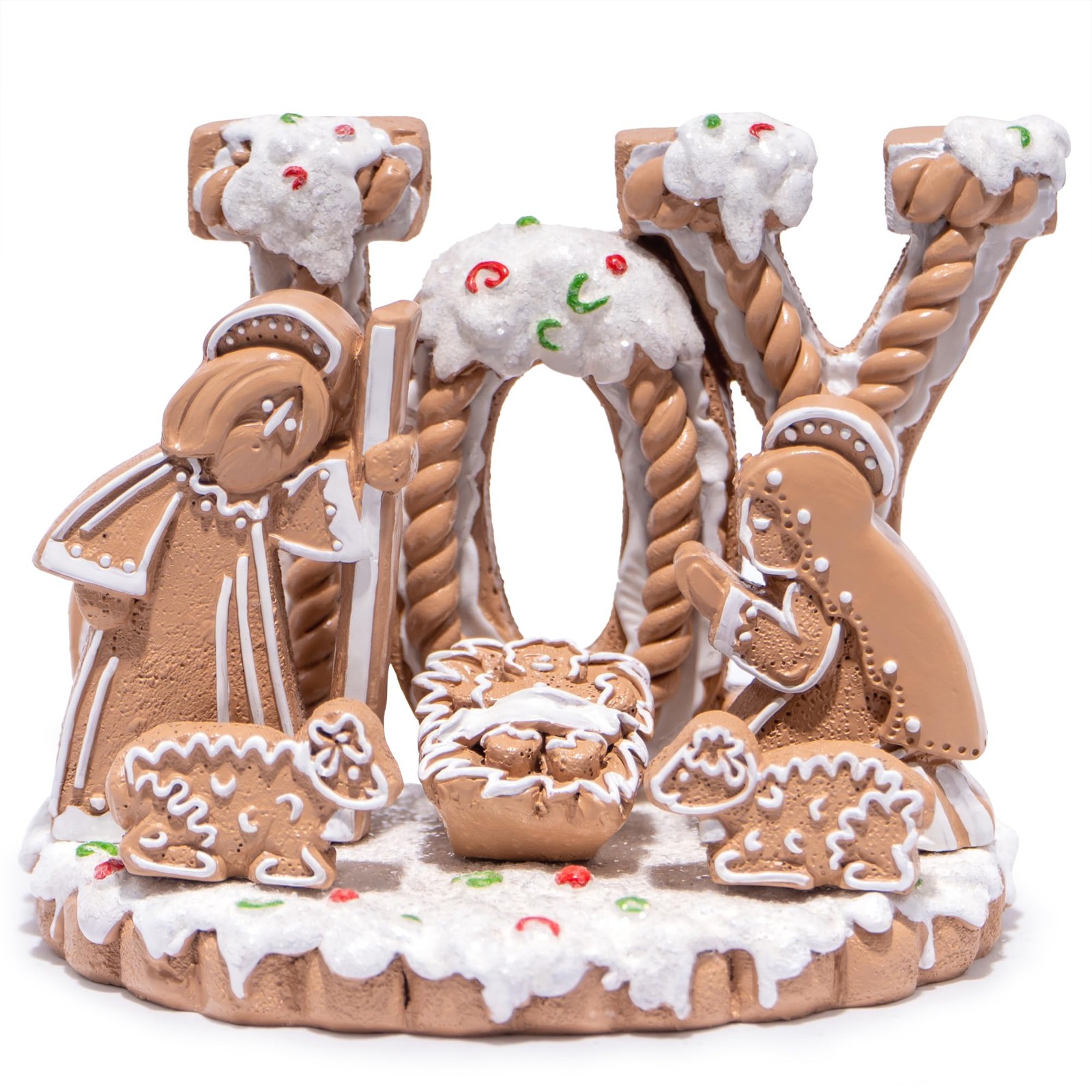 Gingerbread Nativity Scene Christmas Decor Kids Room Holiday Gift Figurines