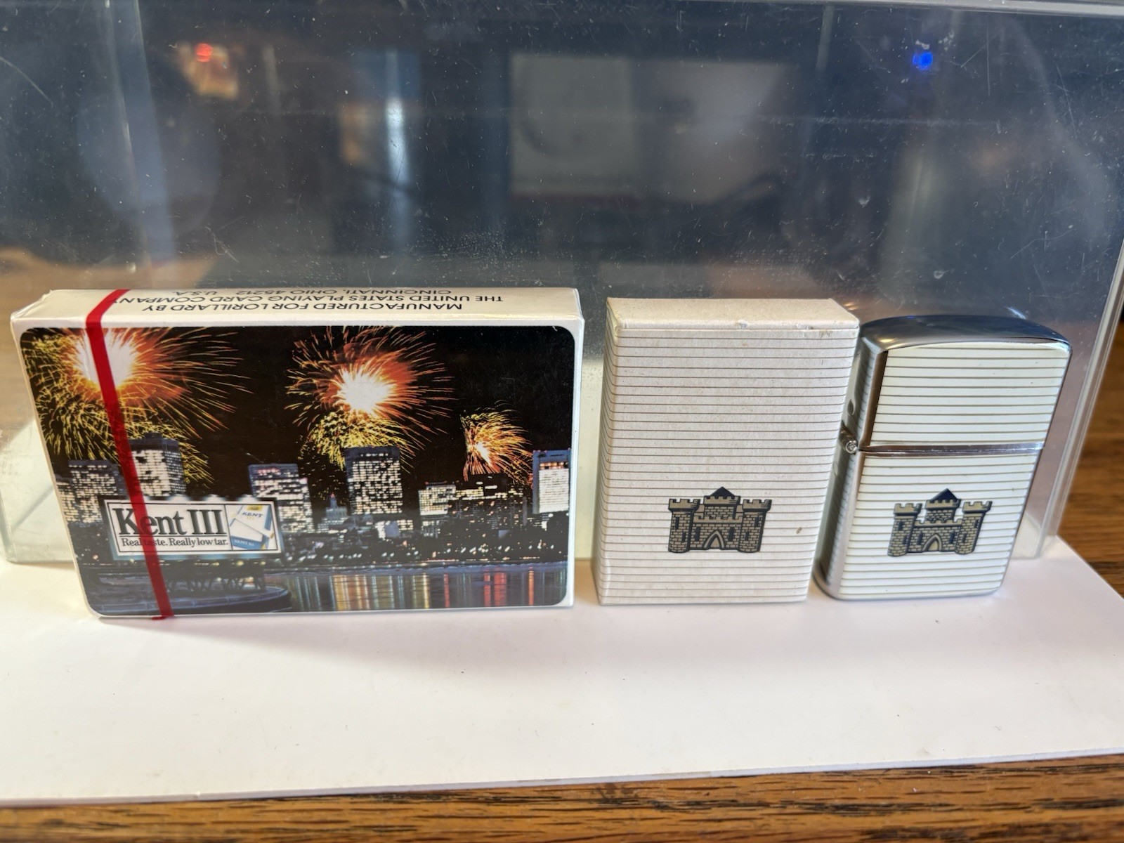 Vintage KENT III Cigarettes Lighter(Japan) NIB+Playing Cards NIB RARE HTF LGL