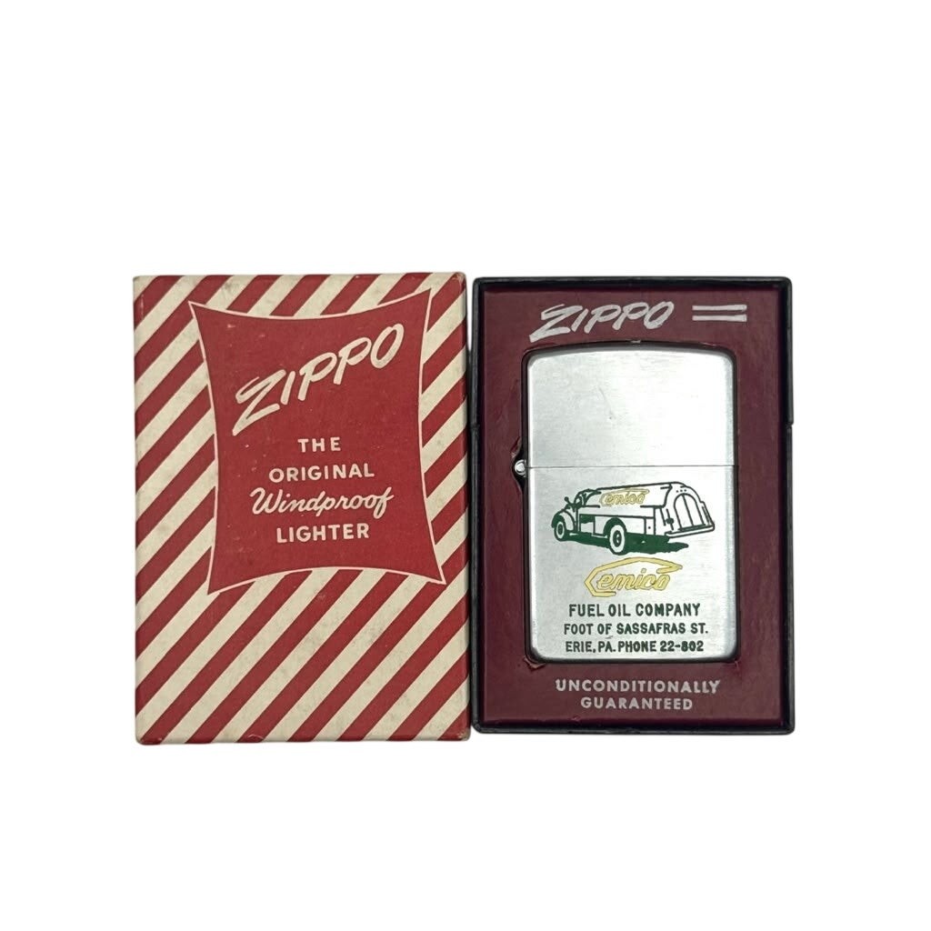 1951-1952 Unfired Zippo Cemico Fuel Oil Tanker Truck Steel Lighter with Box 1951-1952 Unfired Zippo Cemico Fuel Oil Tanker Truck Steel Lighter with Box