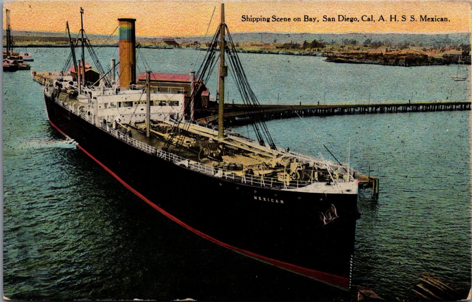 1911 San Diego Bay S.S. Mexican Steamship Panama Canal Expo Postcard 1911 San Diego Bay S.S. Mexican Steamship Panama Canal Expo Postcard