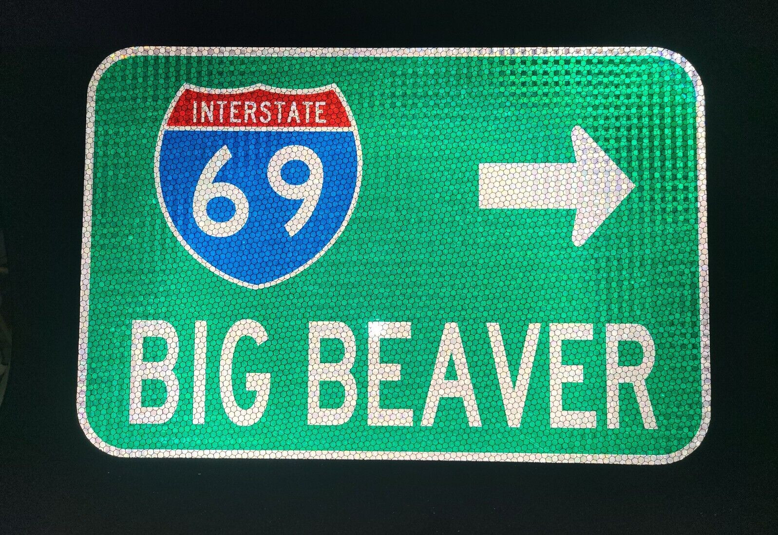BIG BEAVER Interstate 69 route road sign 18\