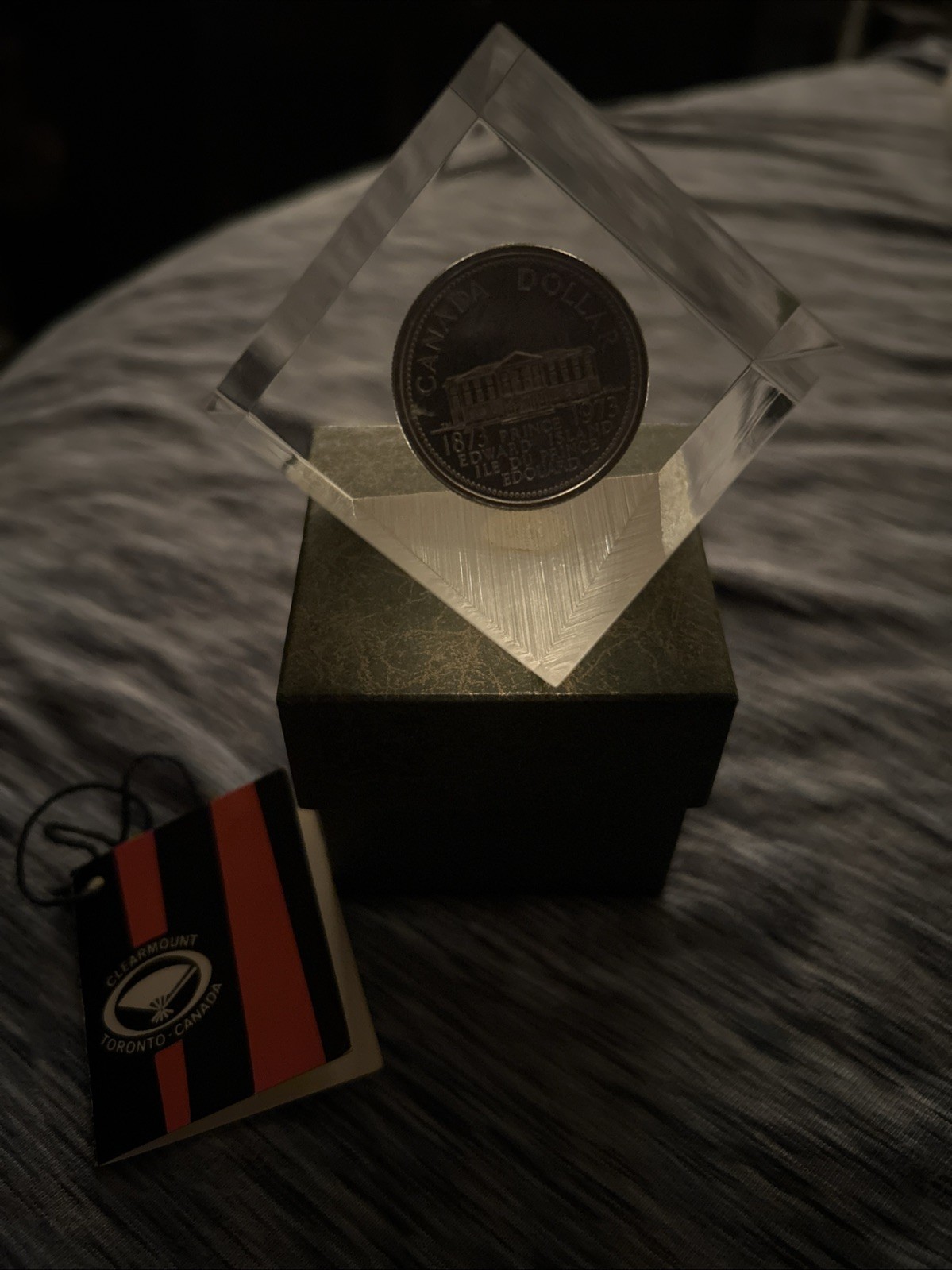 Vintage 1973 Canadian Dollar Coin Lucite Cube-New In Box Vintage 1973 Canadian Dollar Coin Lucite Cube-New In Box