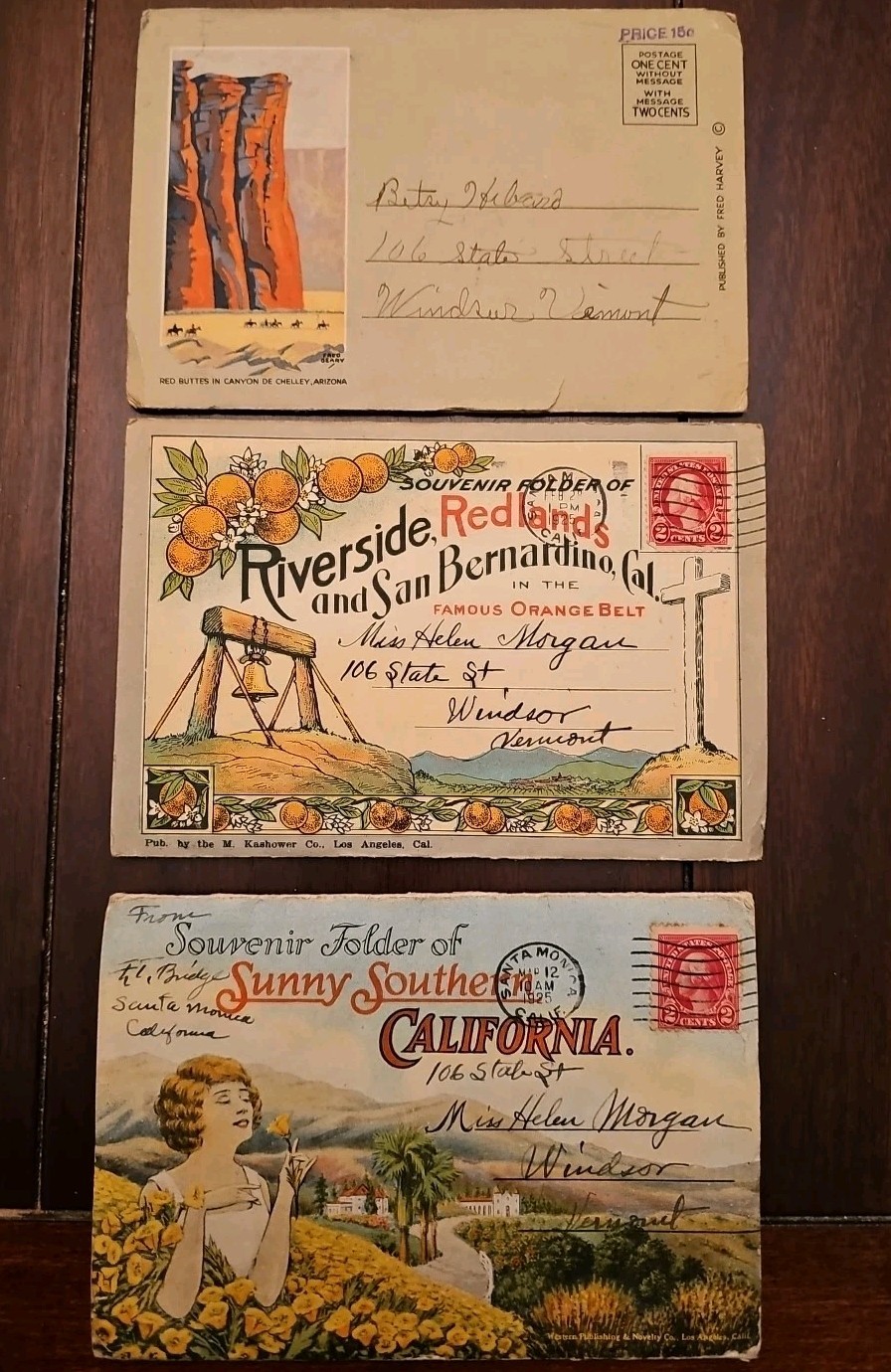 1925 Riverside Redlands & Southern Ca, Arizona Souvenir Postcard Folder Lot Of 3