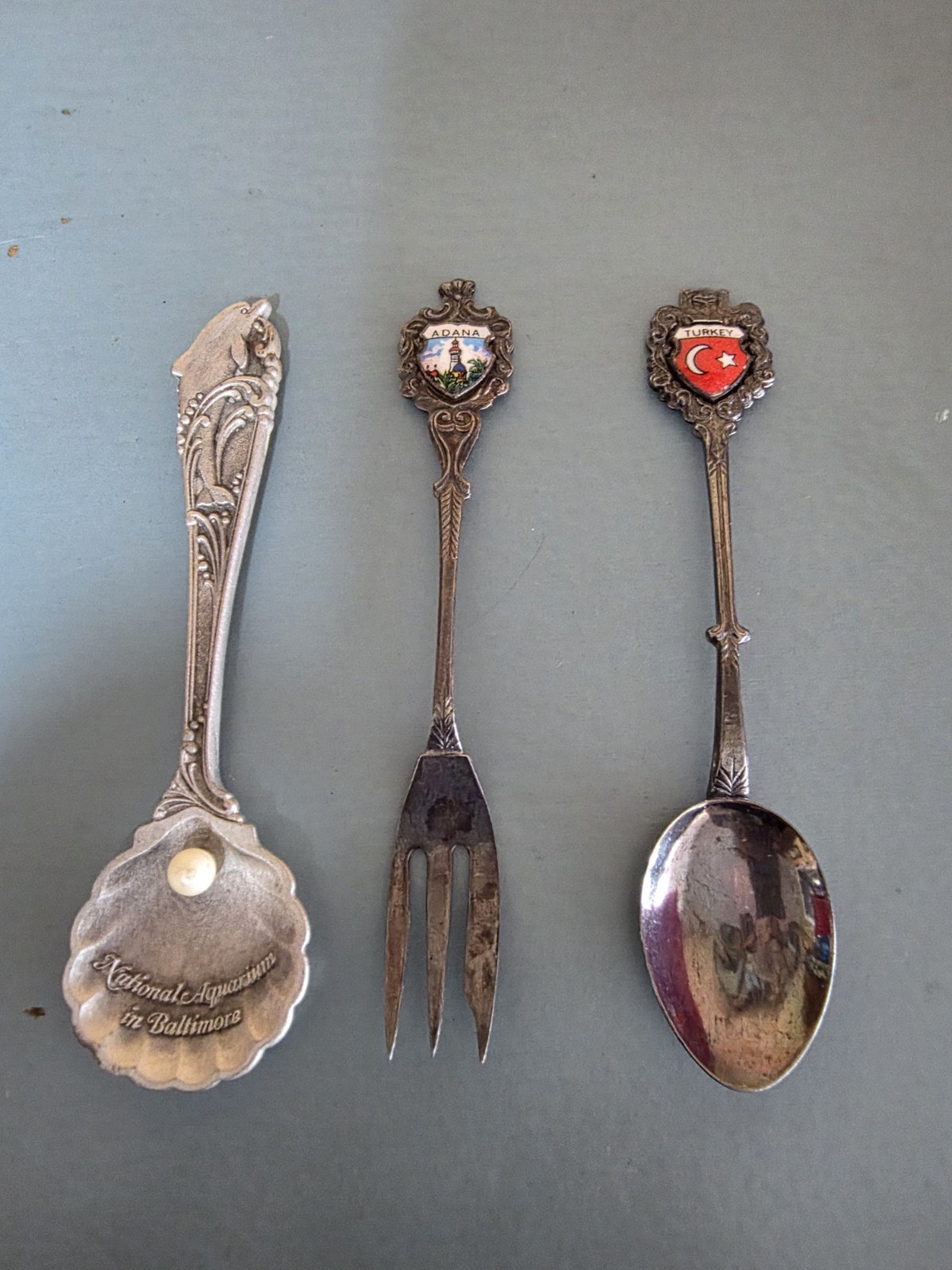 3 VTG Souvenir Spoons   Silverplate Stainless unusual
