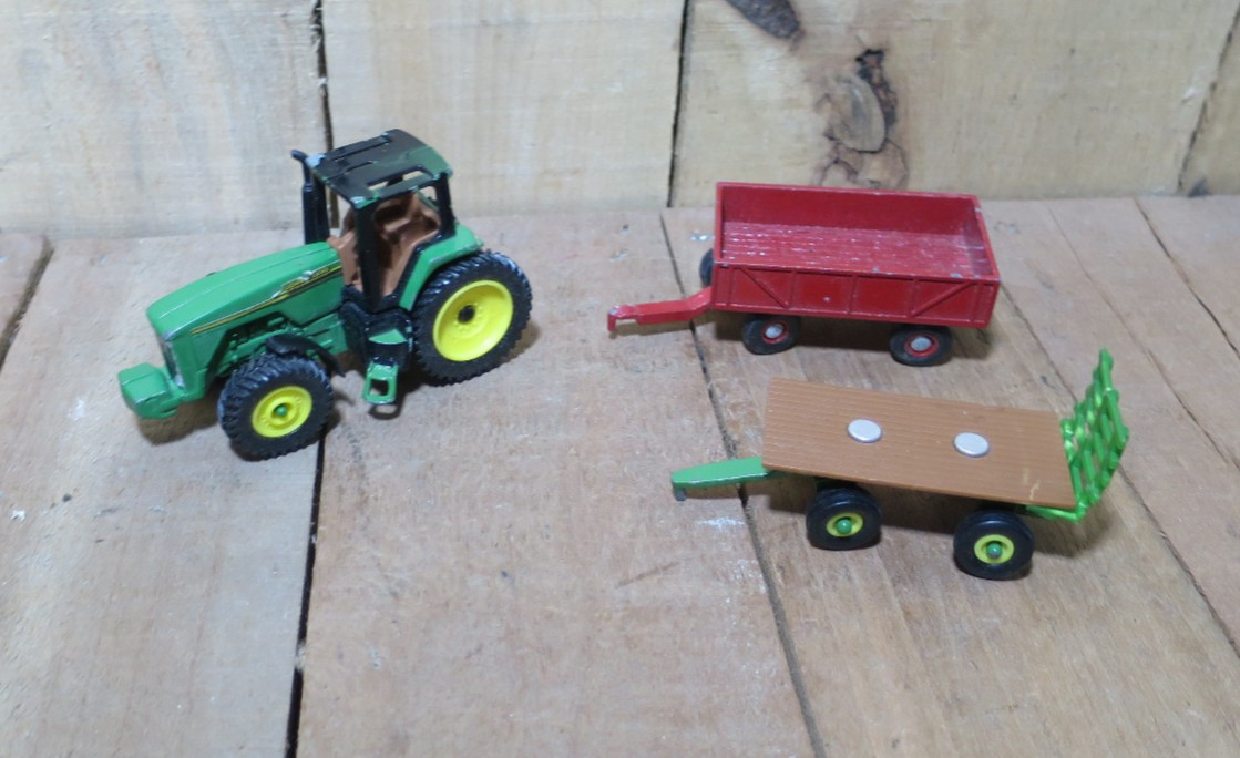 Vintage John Deere Tractor w/ERTL Farm Trailers