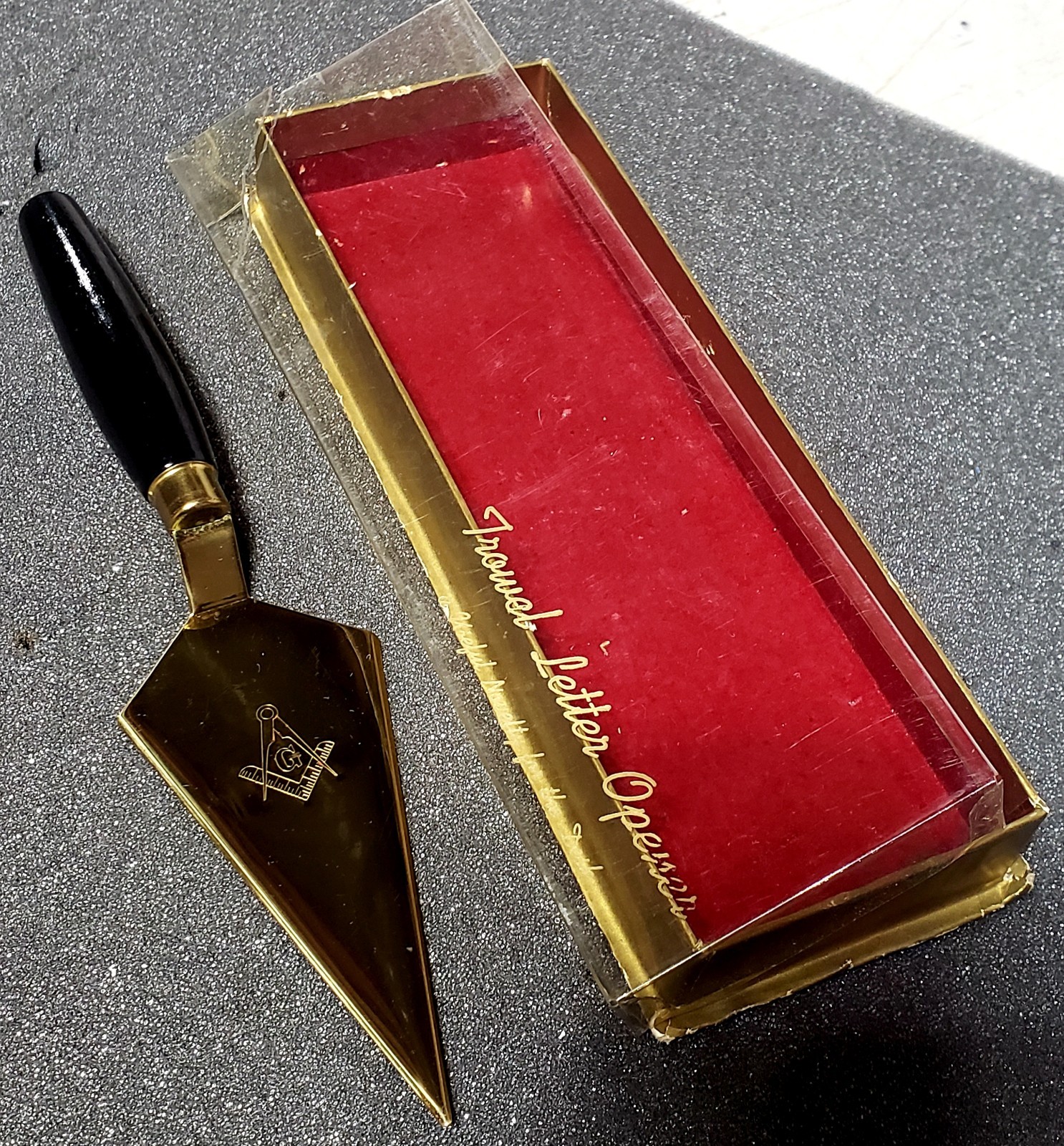 Vintage Mason's Trowel Letter Opener By Park Sherman,n Original Box Gold & Black Vintage Mason's Trowel Letter Opener By Park Sherman,n Original Box Gold & Black