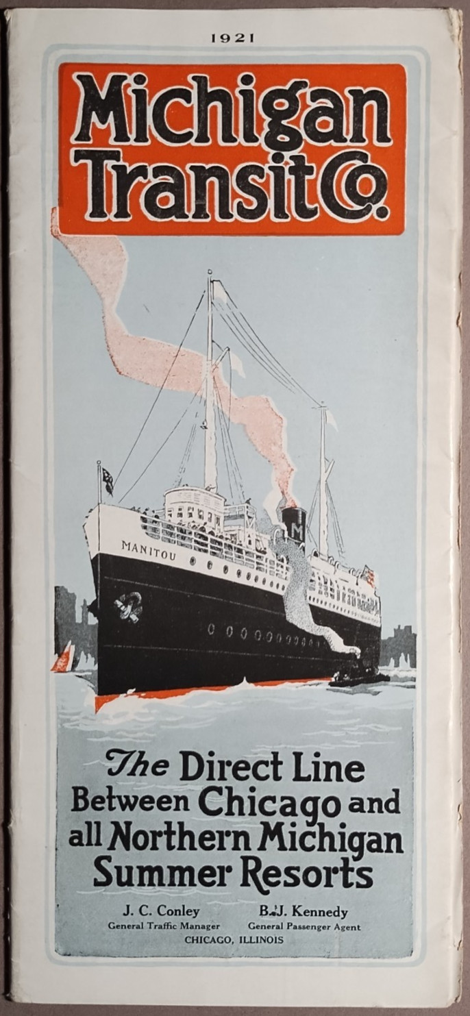 1921 Michigan Transit Co Steamship Timetable Brochure Chicago to Resorts B3-69 1921 Michigan Transit Co Steamship Timetable Brochure Chicago to Resorts B3-69