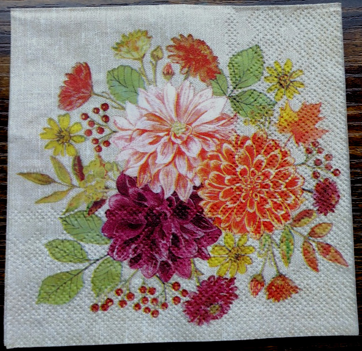 STUNNING FALL AUTUMN FLORALS DAHLIAS & MUMS ~ 2 Paper BEVERAGE Napkins Decoupage STUNNING FALL AUTUMN FLORALS DAHLIAS & MUMS ~ 2 Paper BEVERAGE Napkins Decoupage