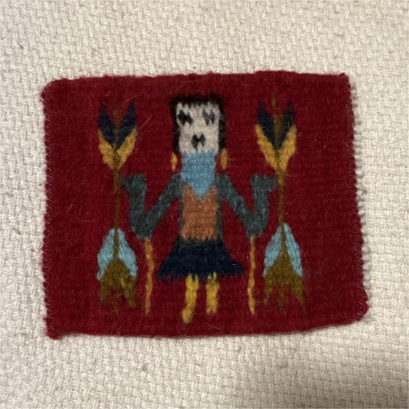 Vintage Zapotec Hand Woven Wool Mini Rug Coaster 4x6\