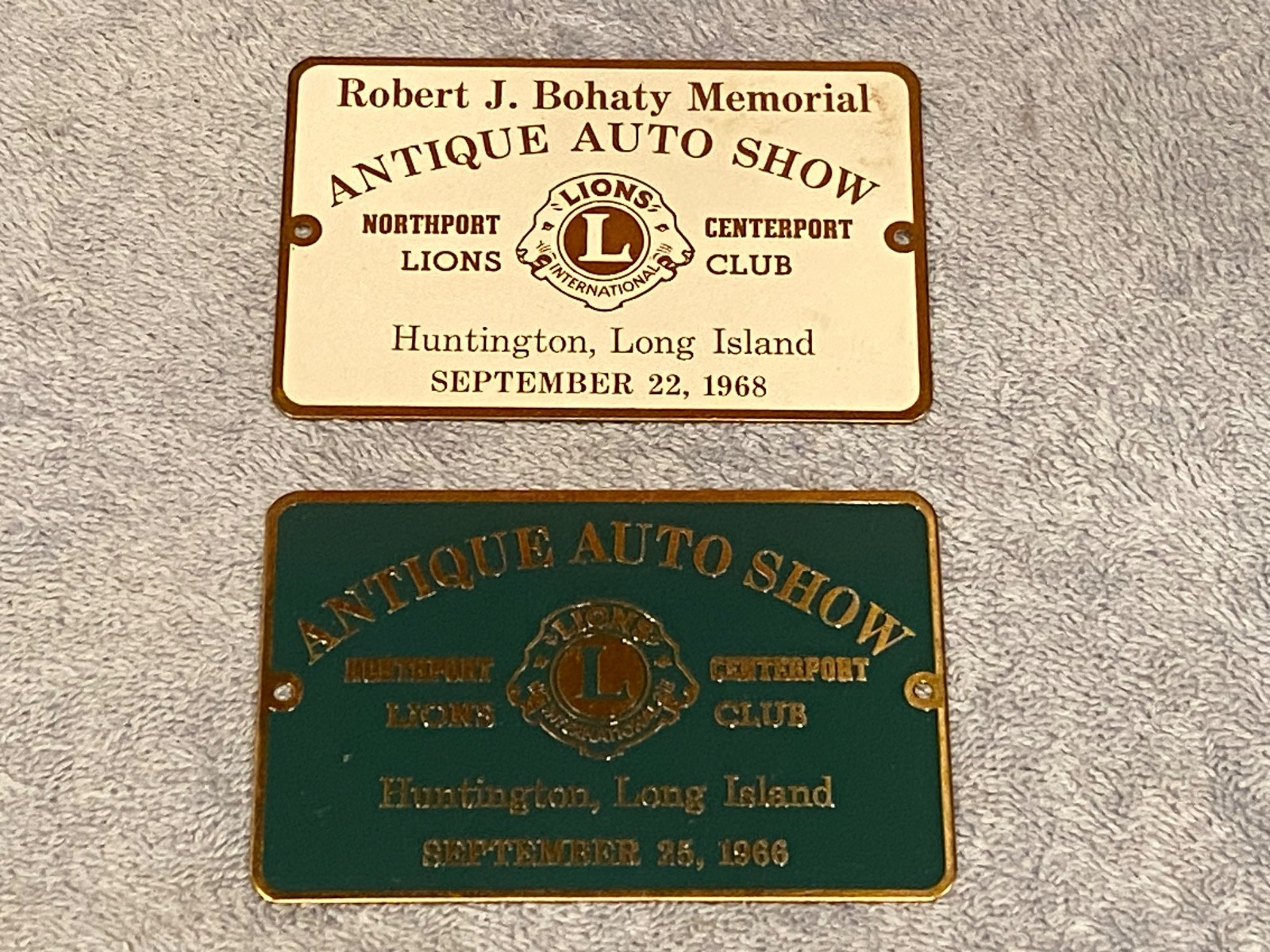 Vintage Auto Show Plaque - Lot of 2 Antique Car Show Huntington LI NY 1966 1968