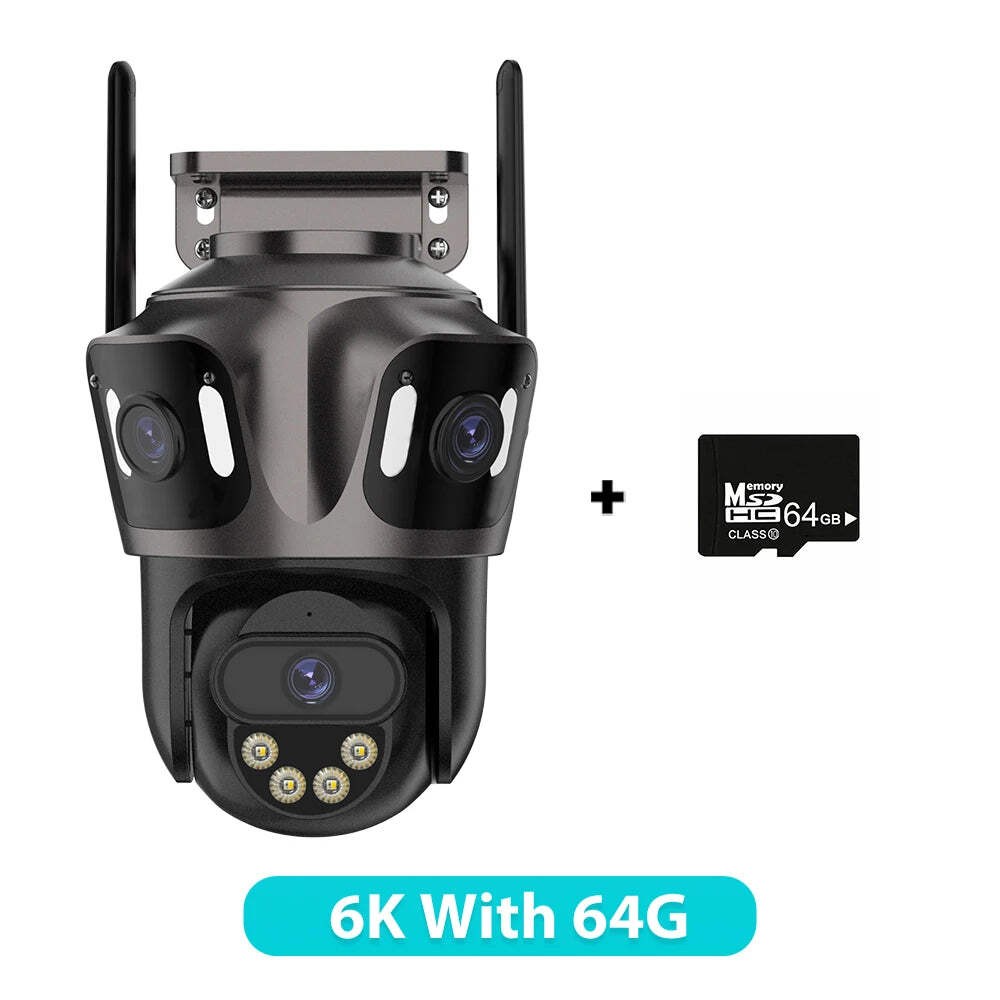 6K HD Three Screen WiFi Security Camera 4K 8MP Outdoor Wiress PTZ IP Camera Ai