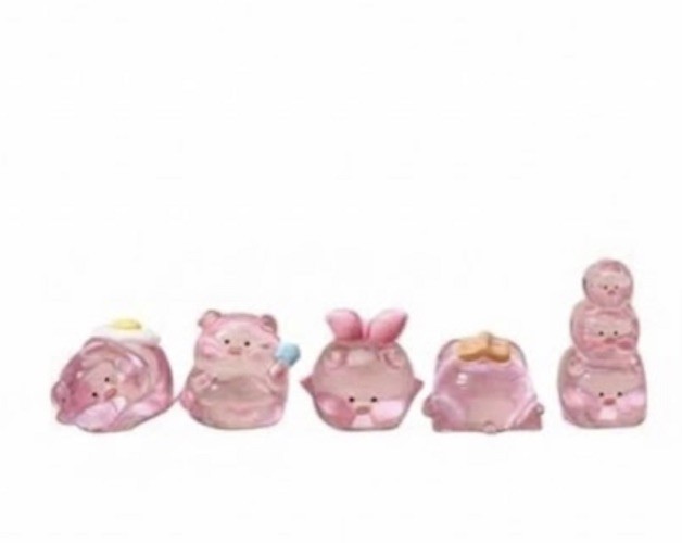 Miniature Piglets Set of Vintage Tiny Pigs Glass Pink Set 
