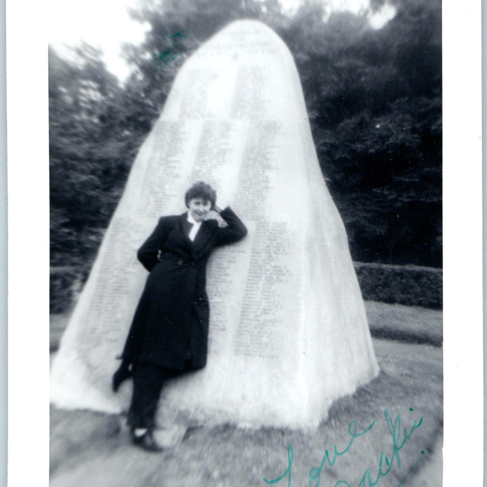 Vtg San Francisco Cute Lady Golden Gate Park Gold Star Monument Snapshot Photo Vtg San Francisco Cute Lady Golden Gate Park Gold Star Monument Snapshot Photo