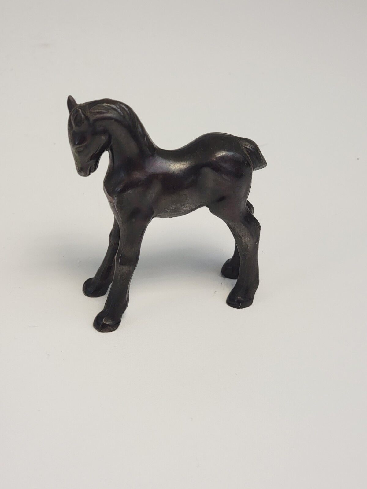 Small Old Cast Bronze Horse / Fawn Figurine Black 3\