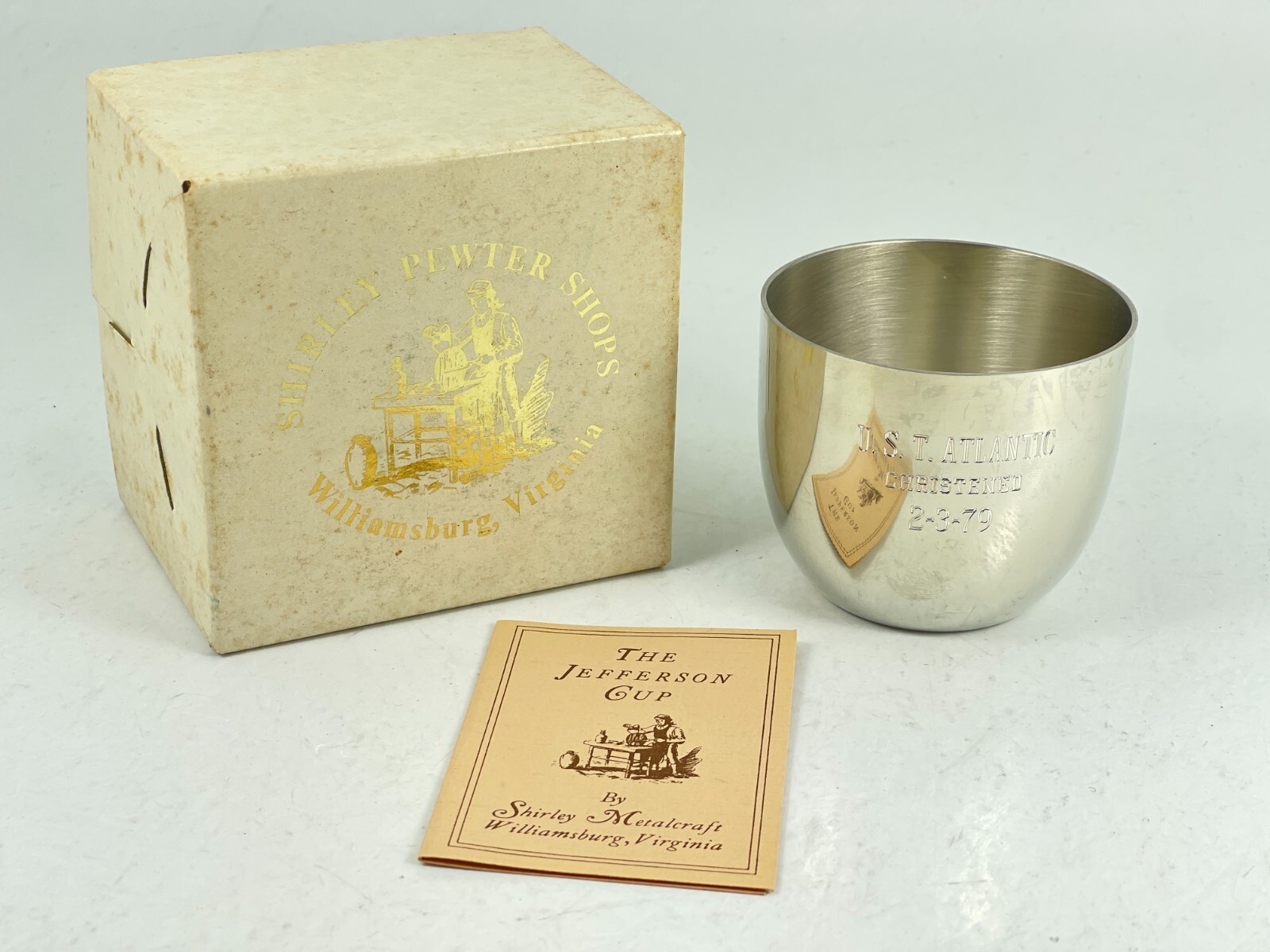 Vintage 1979 Jefferson Cup USN UST Atlantic Christened NN ShipBuilding VA Vintage 1979 Jefferson Cup USN UST Atlantic Christened NN ShipBuilding VA