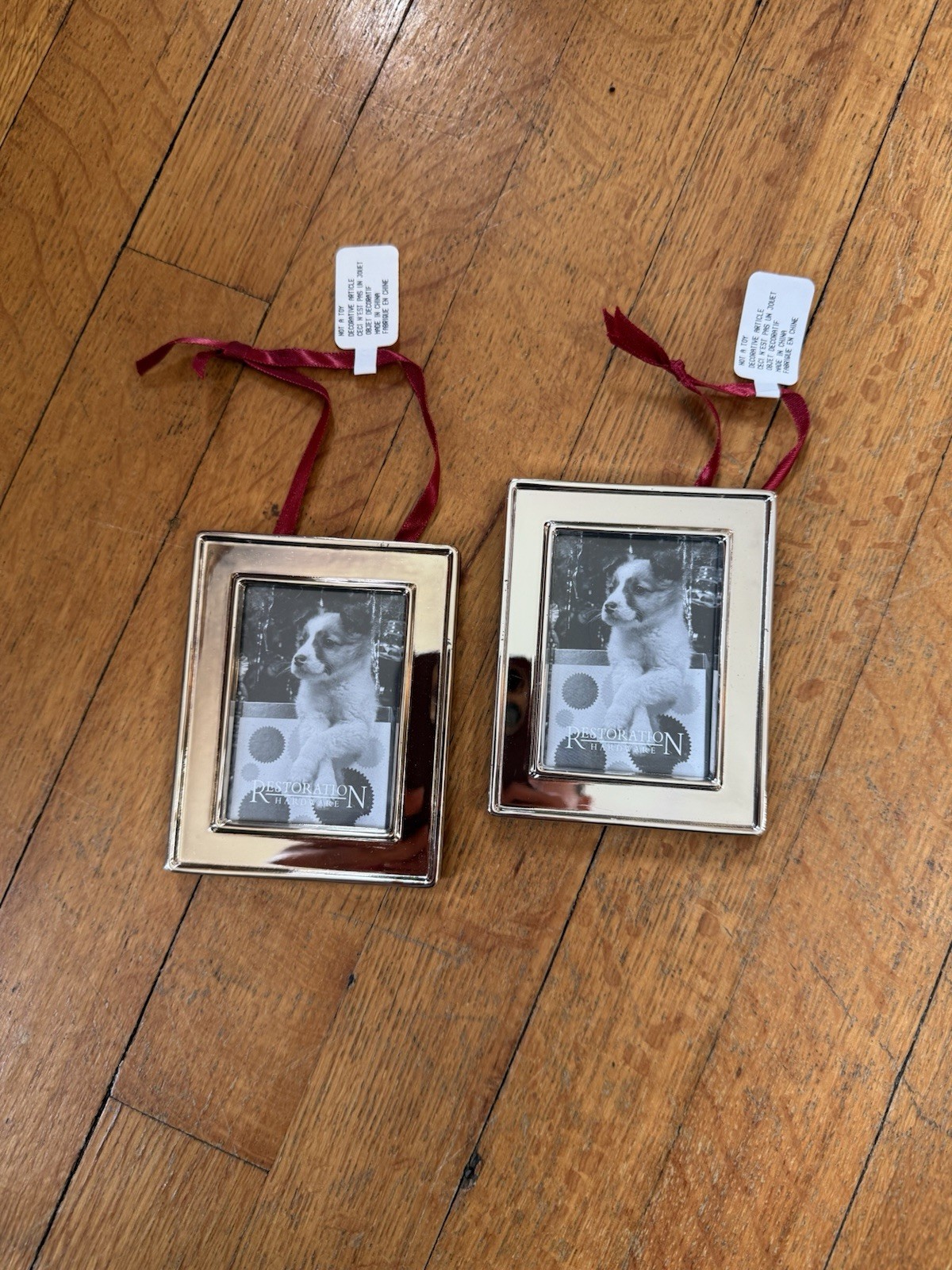 Vintage RESTORATION HARDWARE Silver Photo Frames Ornaments 3x2 Picture