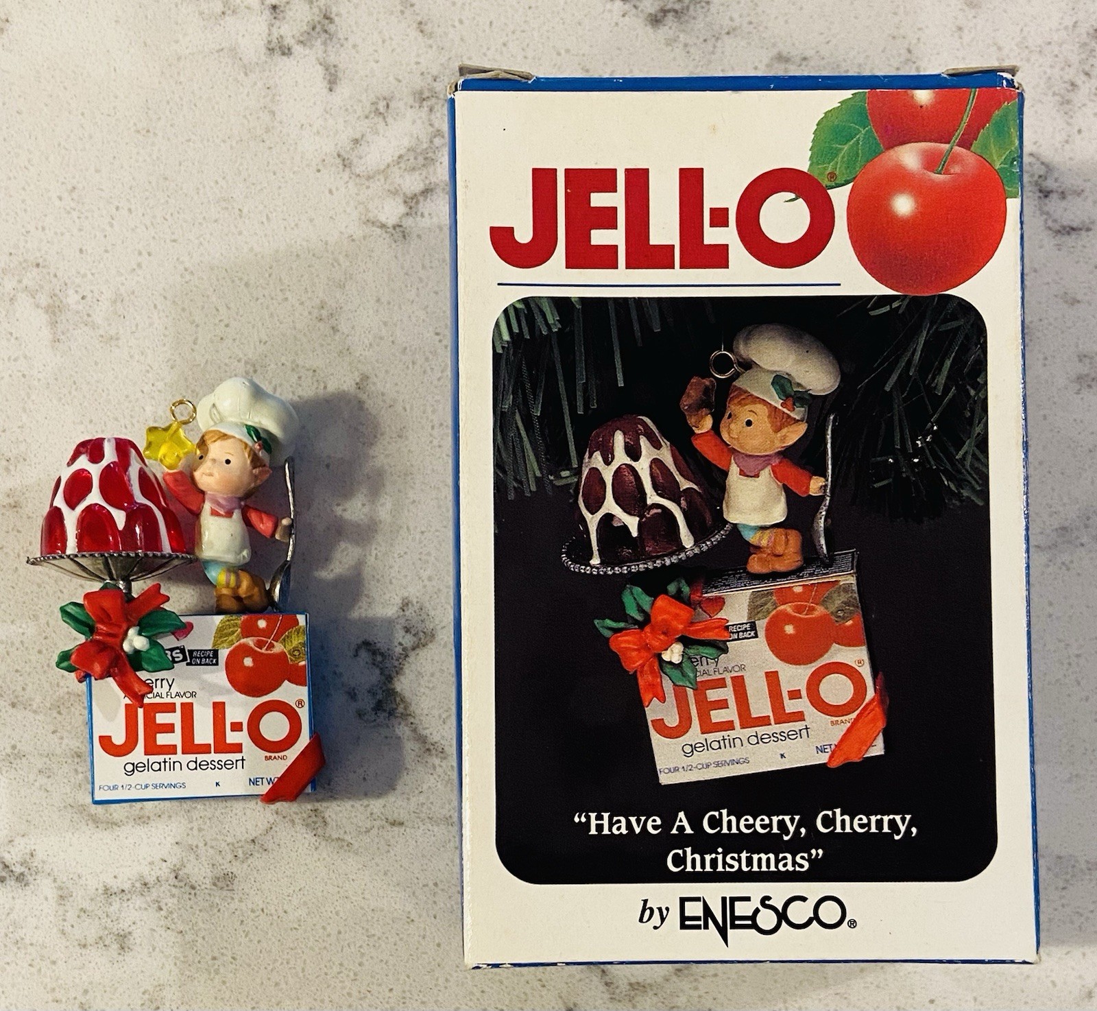 1993 ENESCO CHRISTMAS ORNAMENT: HAVE A CHEERY, CHERRY, CHRISTMAS JELL-O 1993 ENESCO CHRISTMAS ORNAMENT: HAVE A CHEERY, CHERRY, CHRISTMAS JELL-O