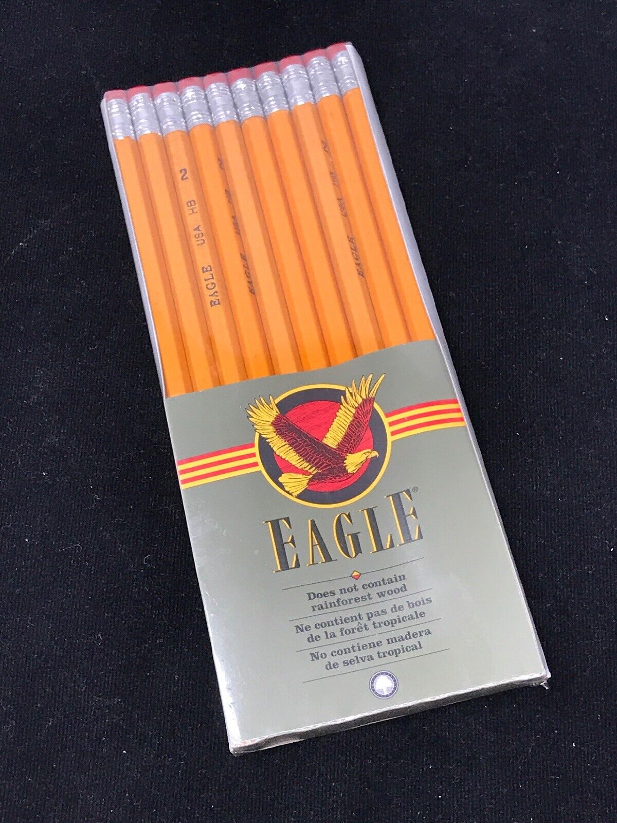 10 New NOS VTG Eagle HB No 2 Pencil Unsharpened NO RAINFOREST Wood USA Made