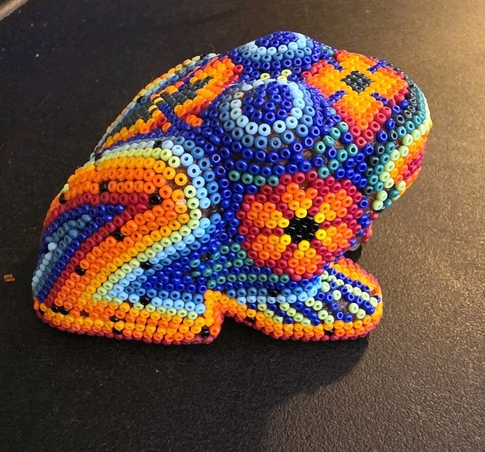Huichol Hand Made Glass Beaded FROG Symbolizes Renewal Balance Mexican Folk Art Huichol Hand Made Glass Beaded FROG Symbolizes Renewal Balance Mexican Folk Art