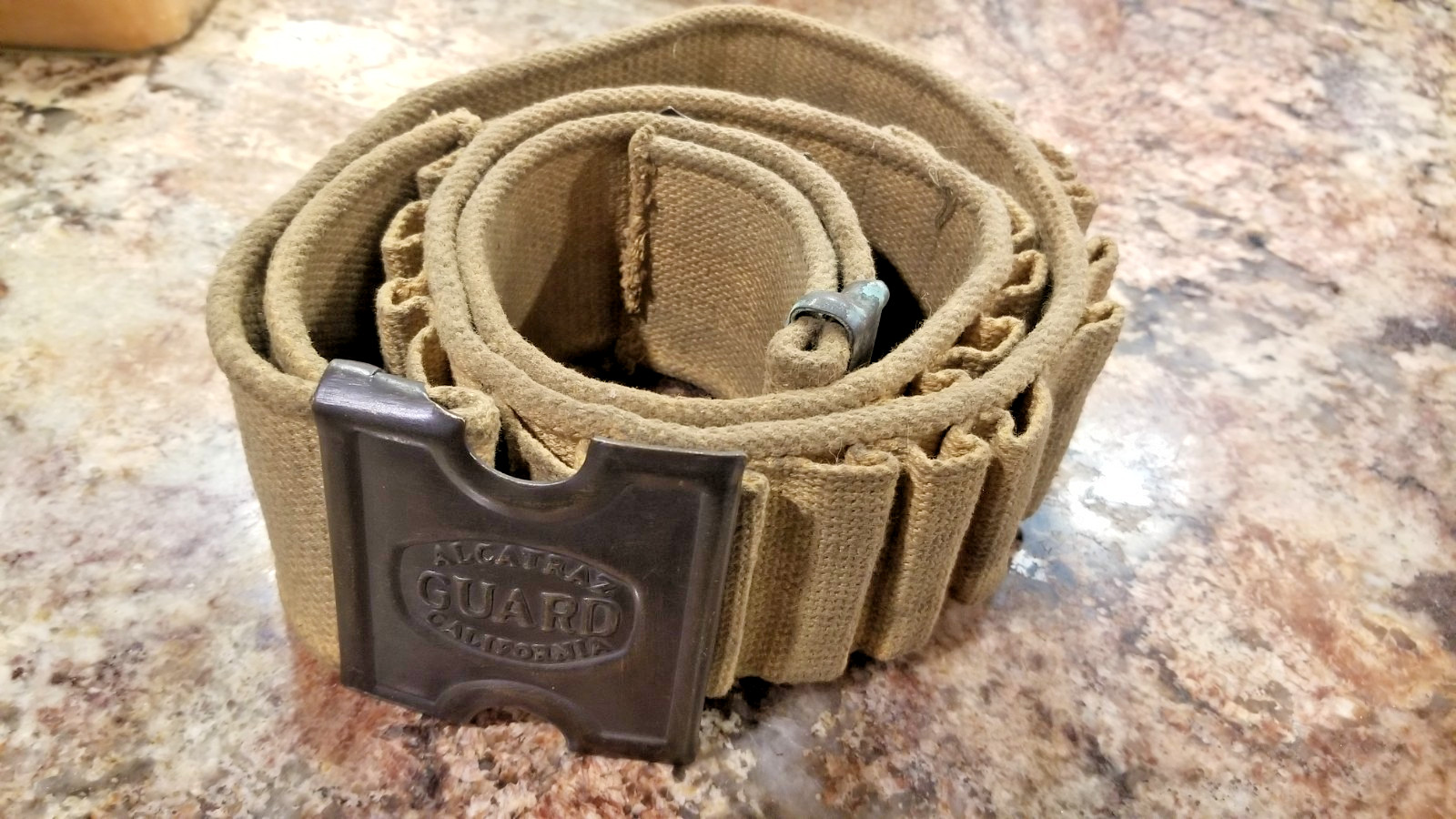 Collectors  1900's Alcatraz Guard Duty Belt Anson Mills Buckle, Dirty From Age