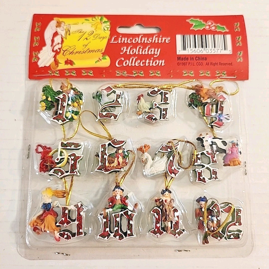 Vtg Lincolnshire 12 Days of Christmas Mini Polystone Ornaments Dated 1997 Vtg Lincolnshire 12 Days of Christmas Mini Polystone Ornaments Dated 1997