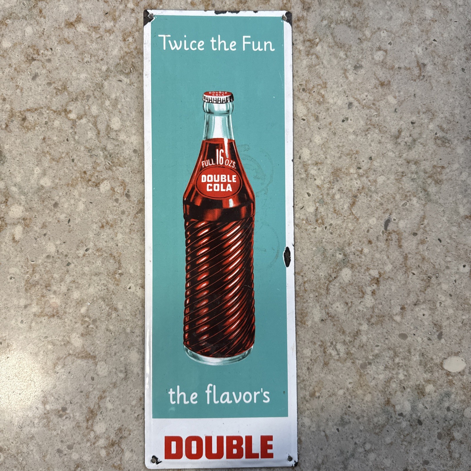 Vtg Original Double Cola SIGN Enamel Porcelain 17 Vtg Original Double Cola SIGN Enamel Porcelain 17
