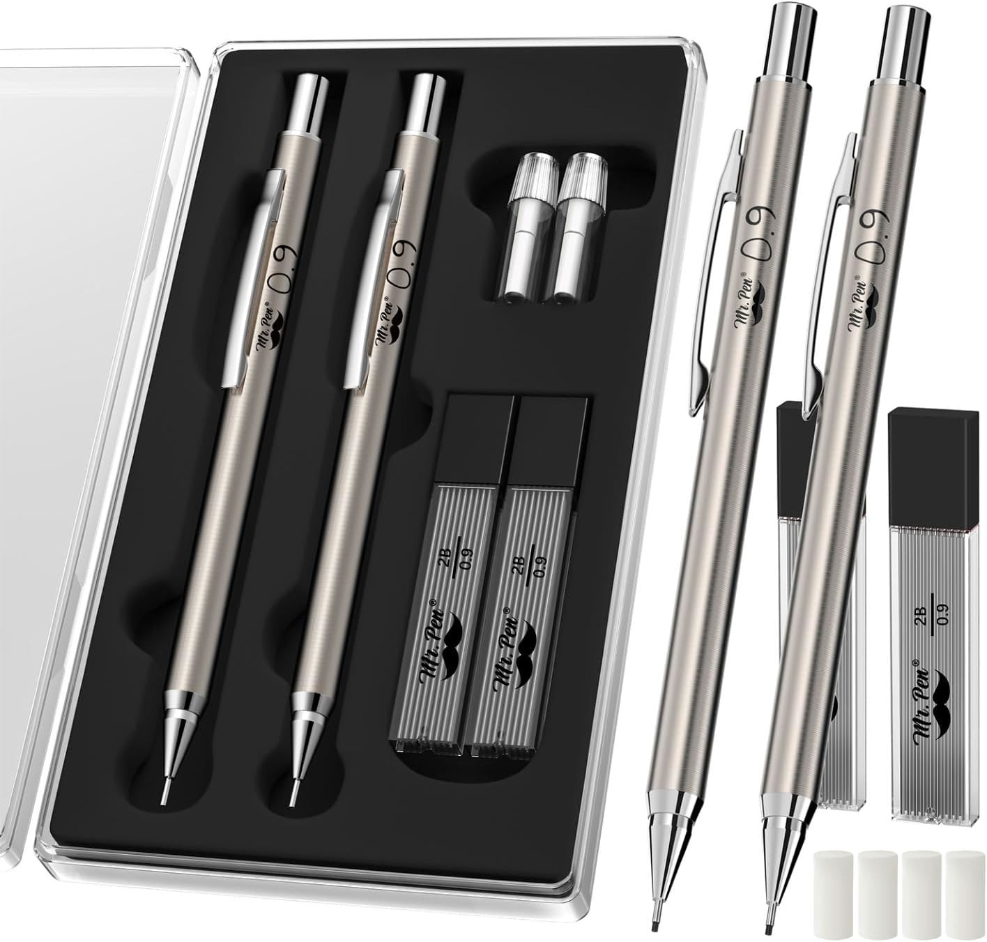Mr. Pen- Metal Mechanical Pencils, 0.9mm, 2 Pack, Pencil Mechanical, Lead Metal