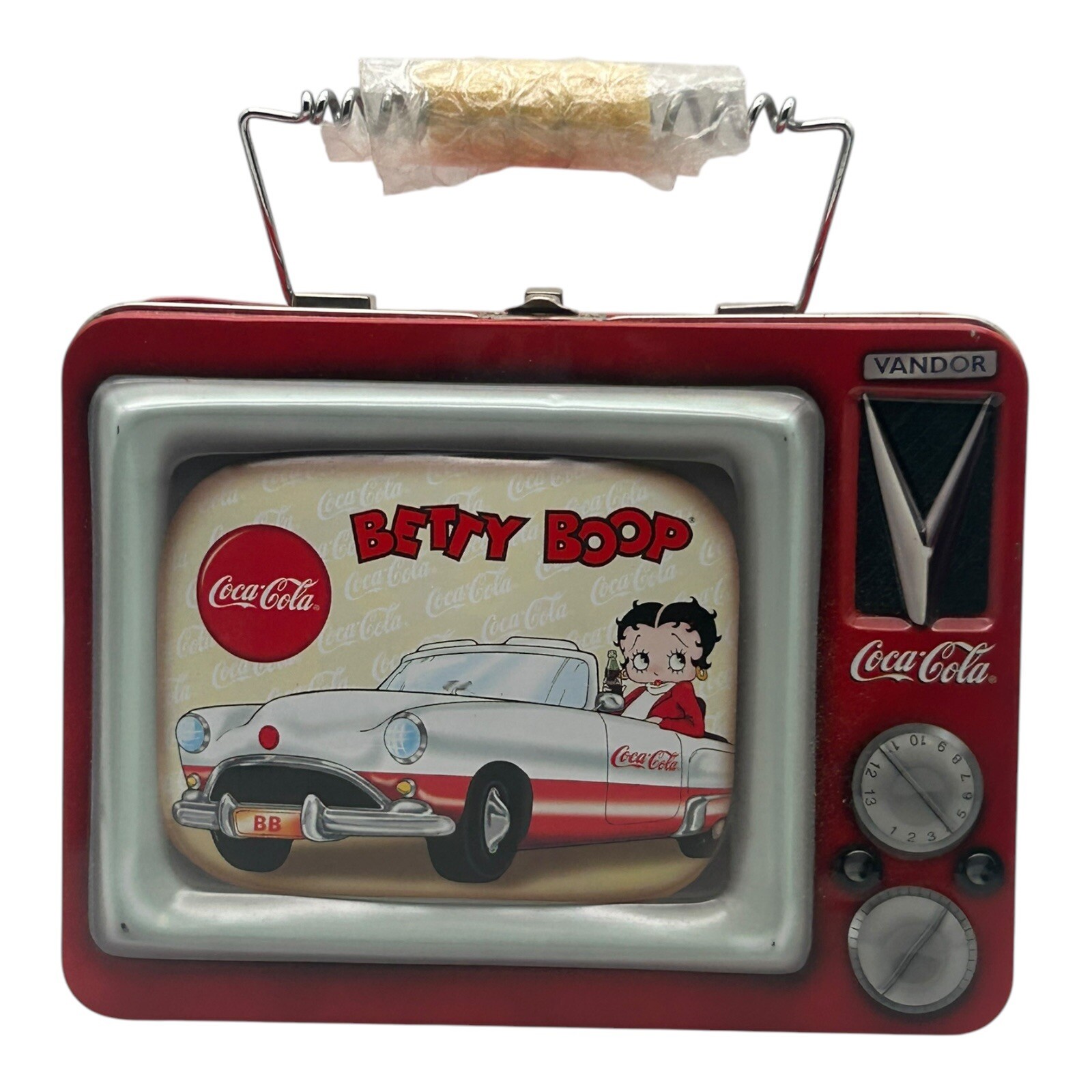 Betty Boop Coca-Cola Television Lunch Box Tin, Collectible Vintage 2000 Vandor Betty Boop Coca-Cola Television Lunch Box Tin, Collectible Vintage 2000 Vandor