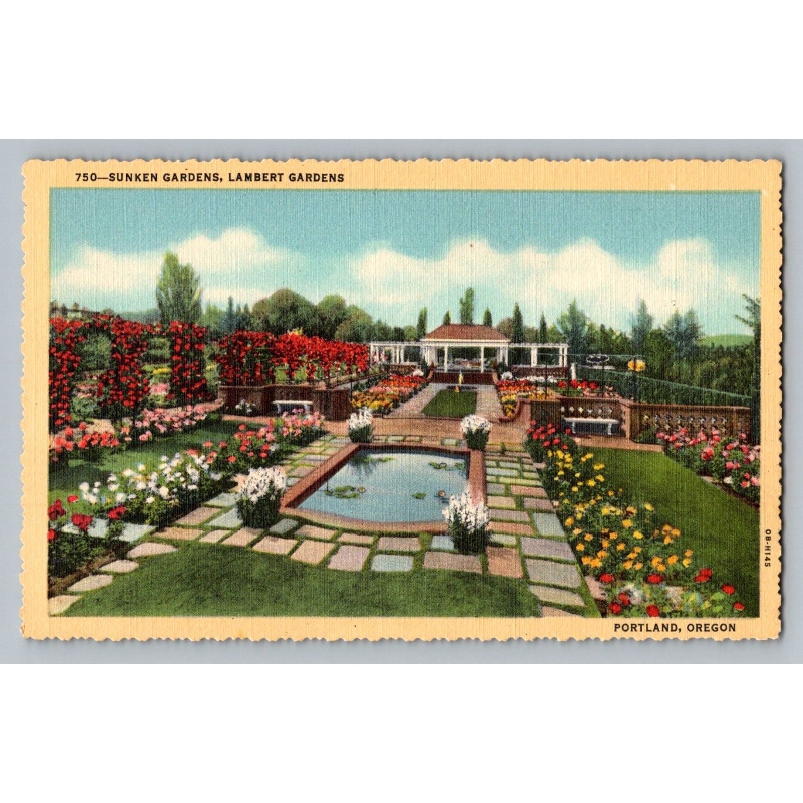 Vintage Linen Postcard Sunken Gardens Lambert Gardens Portland OR Vintage Linen Postcard Sunken Gardens Lambert Gardens Portland OR