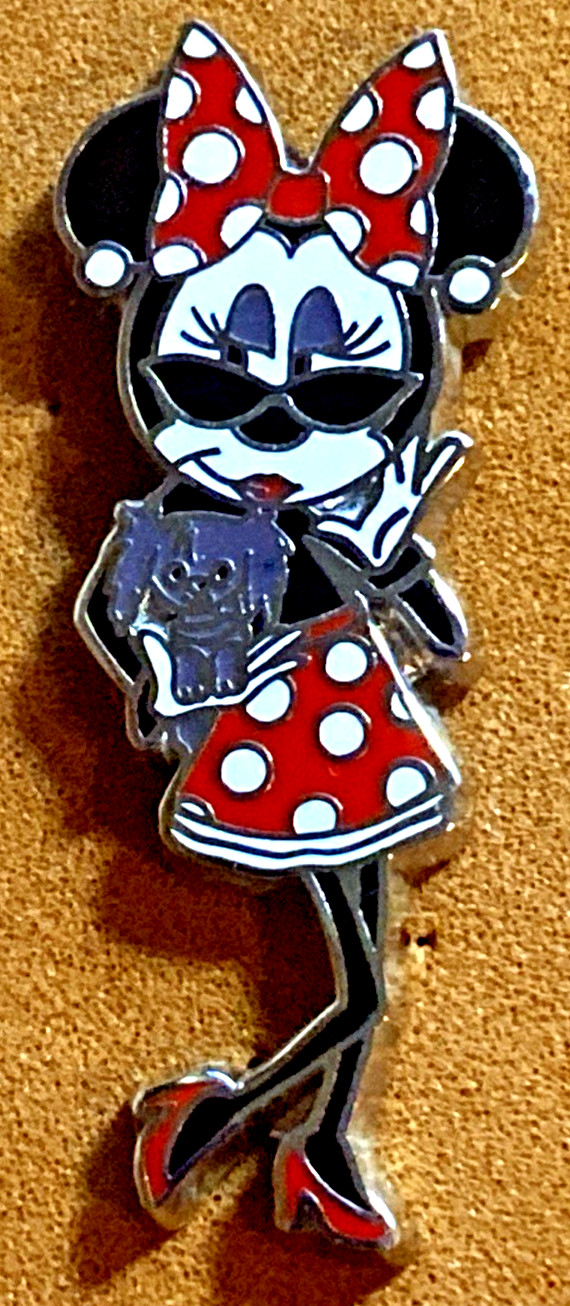 DISNEY 2012 MINNIE WEARING SUNGLASSES HOLDING DOG PARIS FASHION GLAMOUR SET PIN