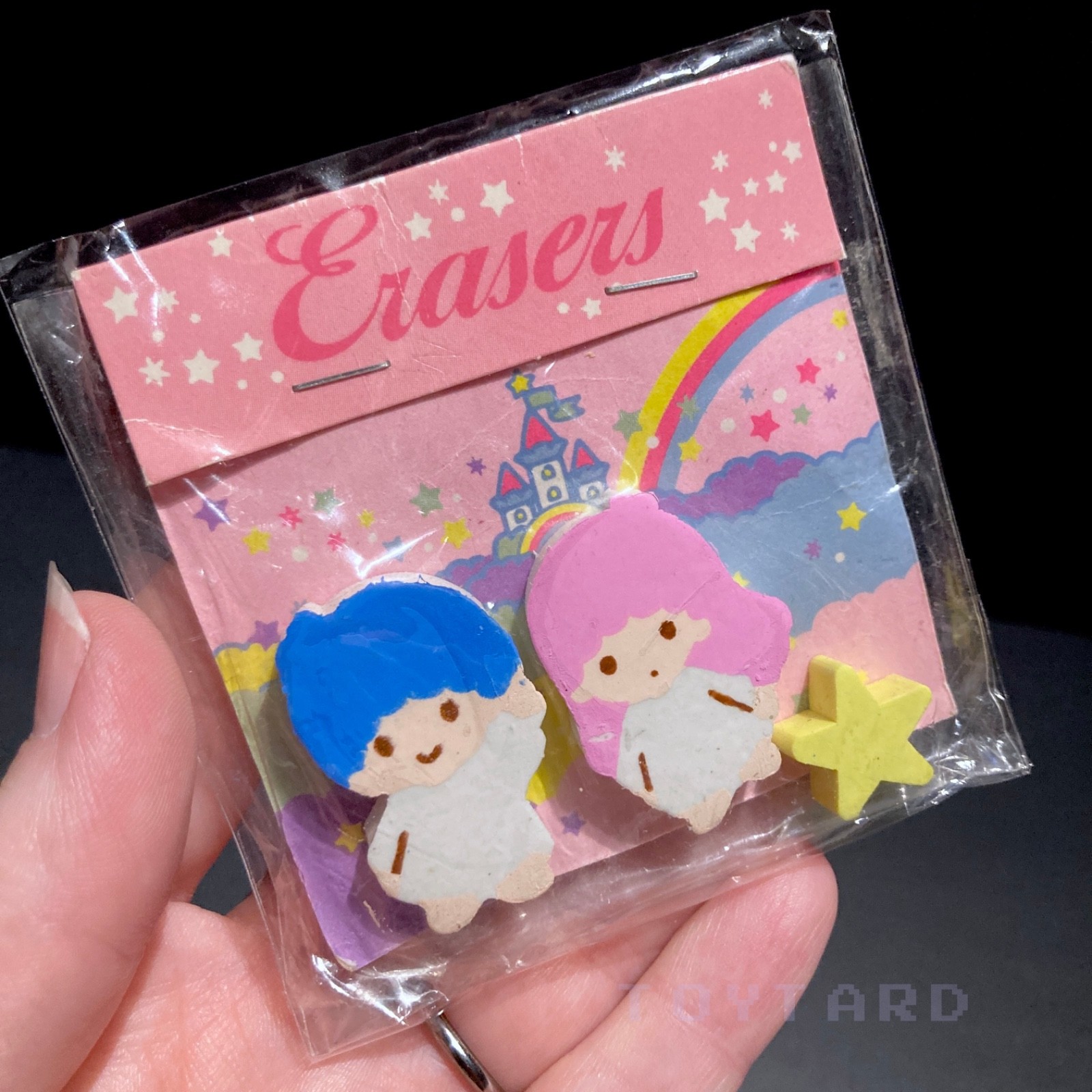 VTG Sanrio Little Twin Stars Kiki Lala Mascot Diecut ERASERS Sealed NOS 1992 90s VTG Sanrio Little Twin Stars Kiki Lala Mascot Diecut ERASERS Sealed NOS 1992 90s
