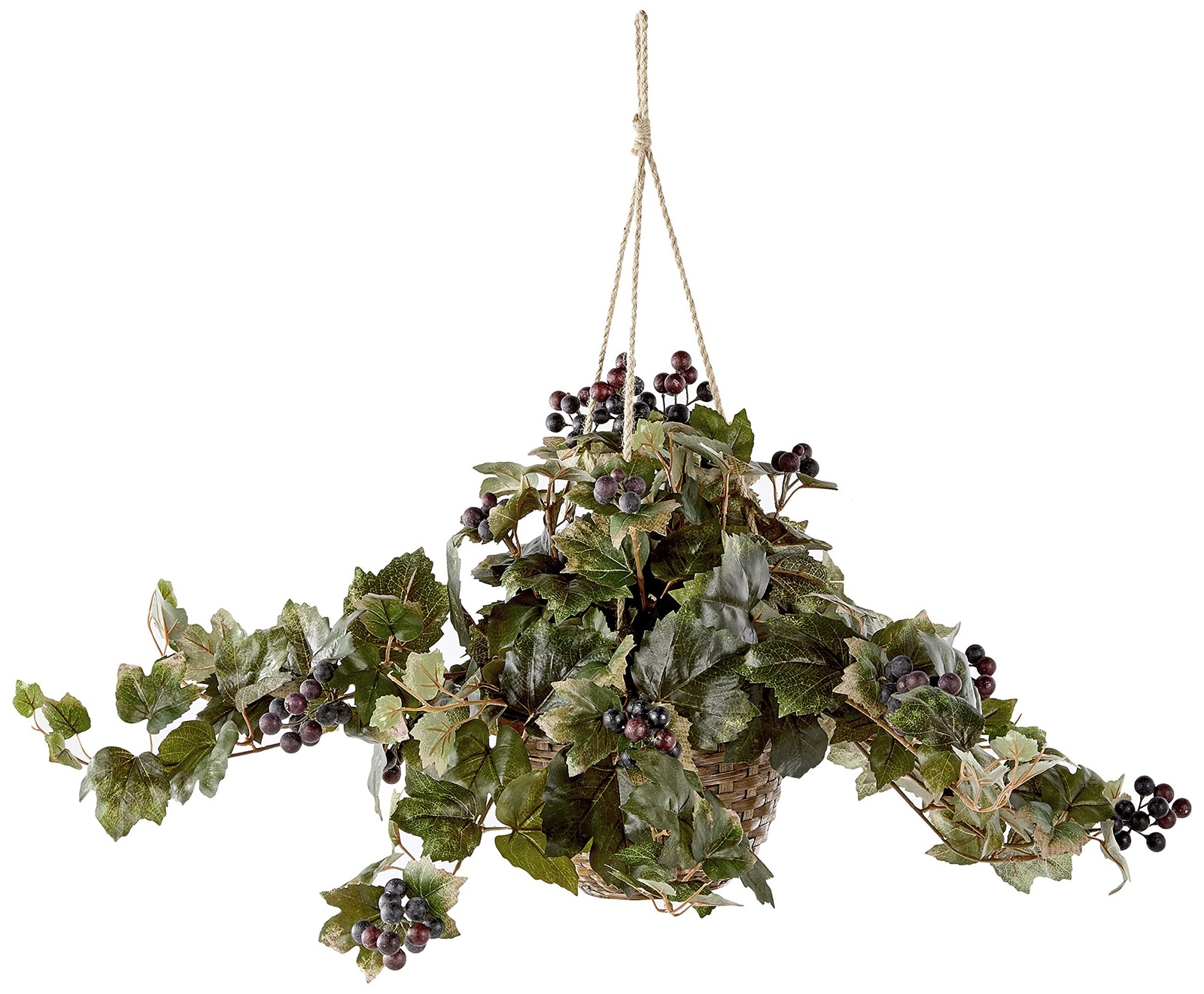 Nearly Natural Grape Leaf Hanging Basket Silk Plant Green Nearly Natural Grape Leaf Hanging Basket Silk Plant Green