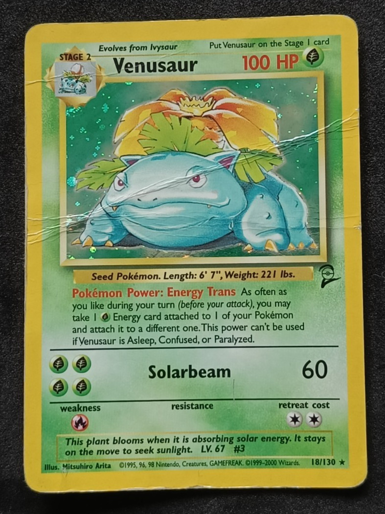 Pokemon TCG Venusaur 18/130 Base Set 2 Holo Rare Card Vintage WOTC - HP/DMG Pokemon TCG Venusaur 18/130 Base Set 2 Holo Rare Card Vintage WOTC - HP/DMG