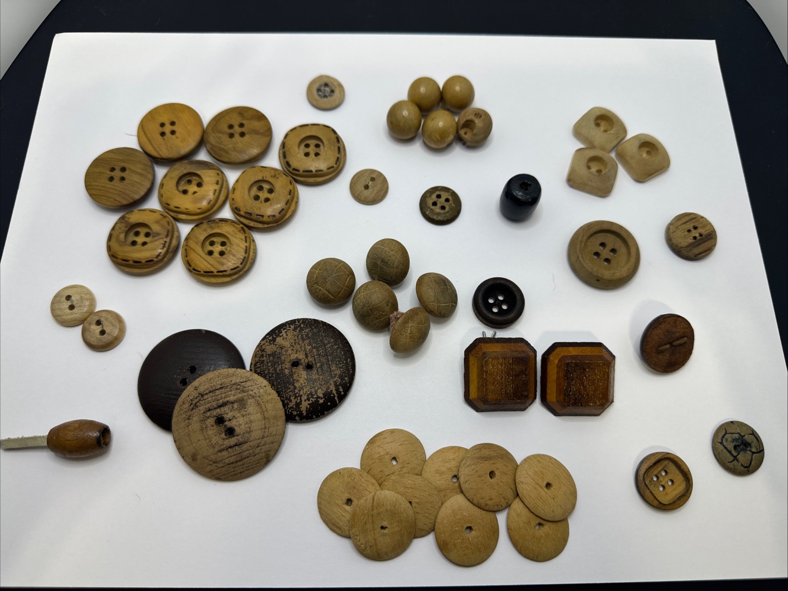 Vintage Wooden Buttons Some Shank Sewing Lot of 48 Mixed Boho