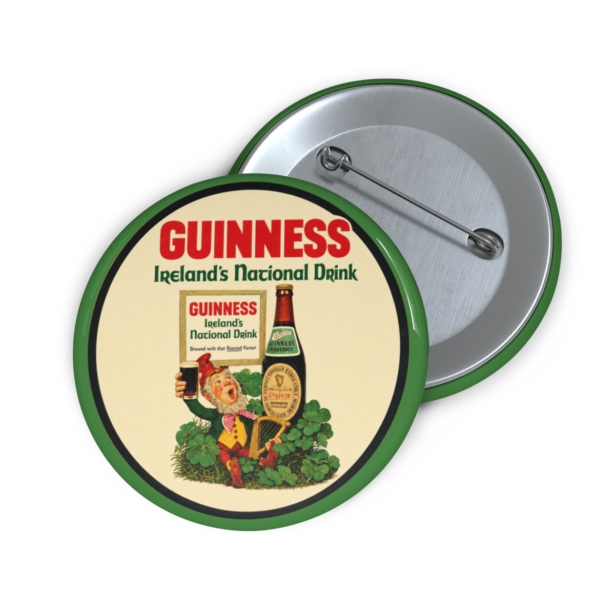 Guinness Ireland\'s National Drink Extra Stout Pin Leprechaun Beer Pinback Button