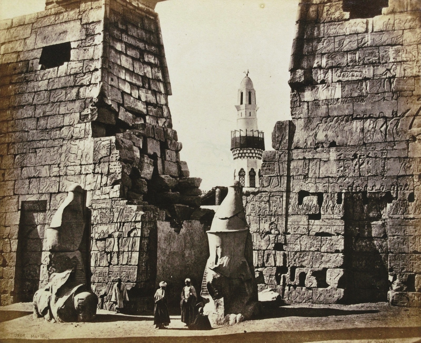 RARE Francis Bedford, Temple of Luxor, Egypt, Original Mounted Albumen Print